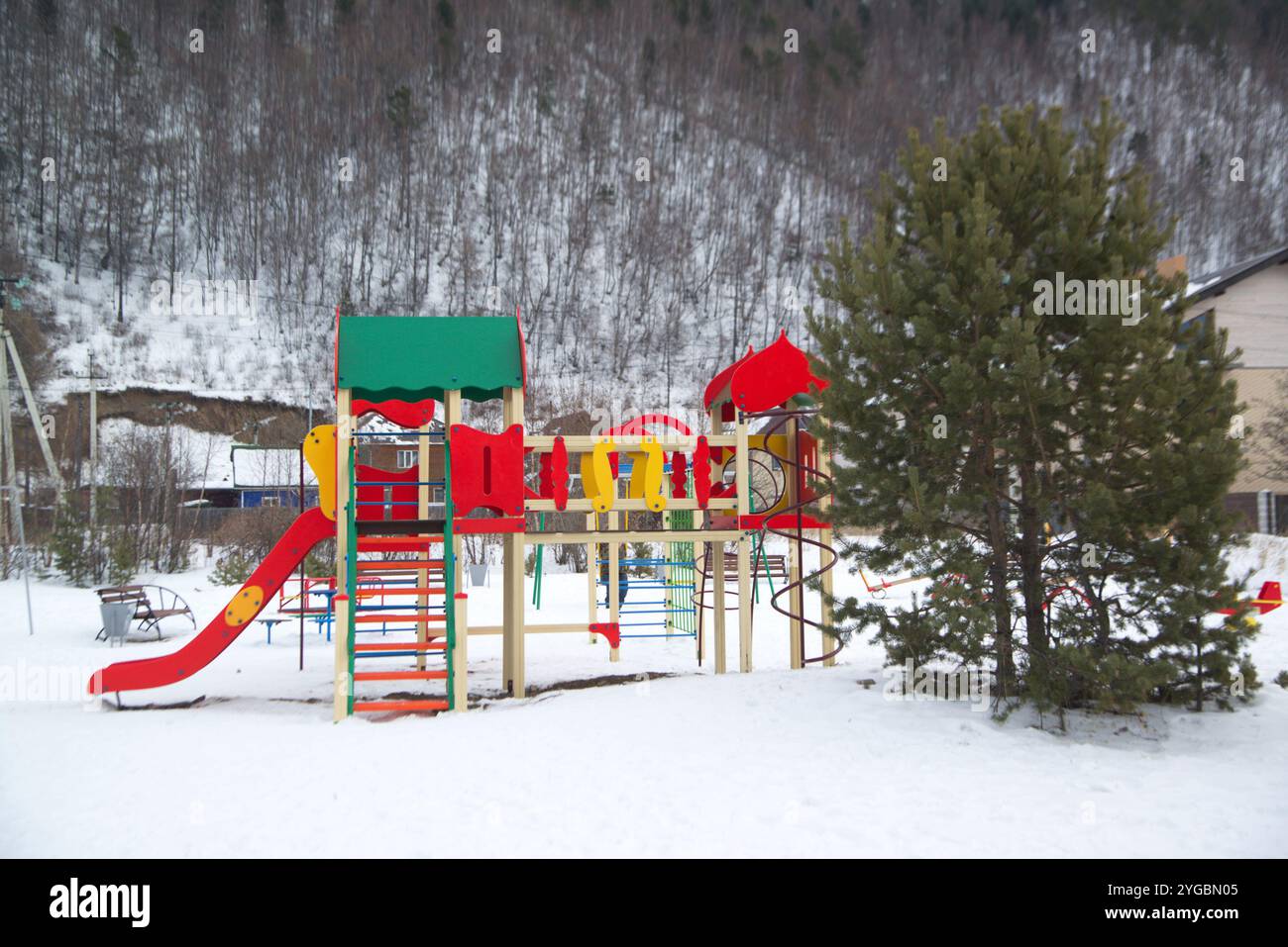 Playground that is densely covered with snow in winter Stock Photo - Alamy