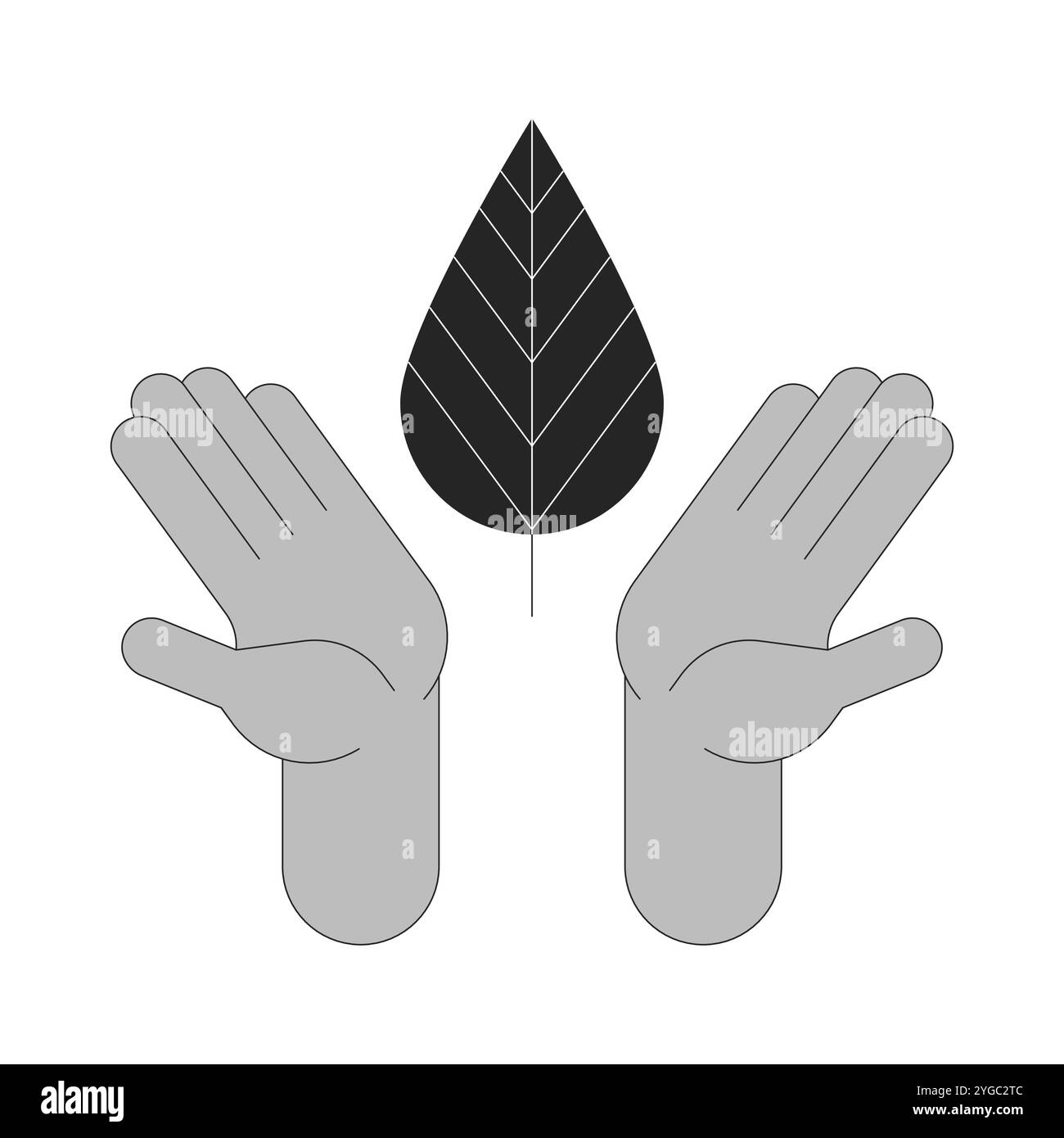 Hands holding leaf outline illustration Stock Vector Image & Art - Alamy