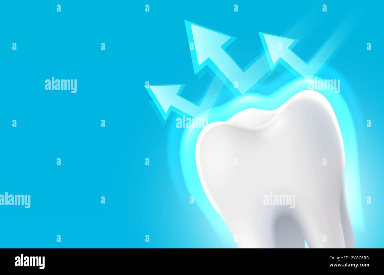 Teeth with protection, arrows around the tooth. Vector Stock Vector