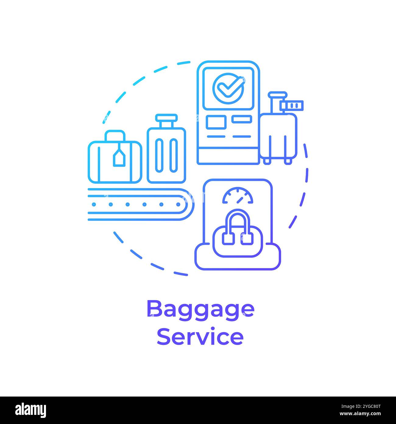 Baggage service blue gradient concept icon Stock Vector