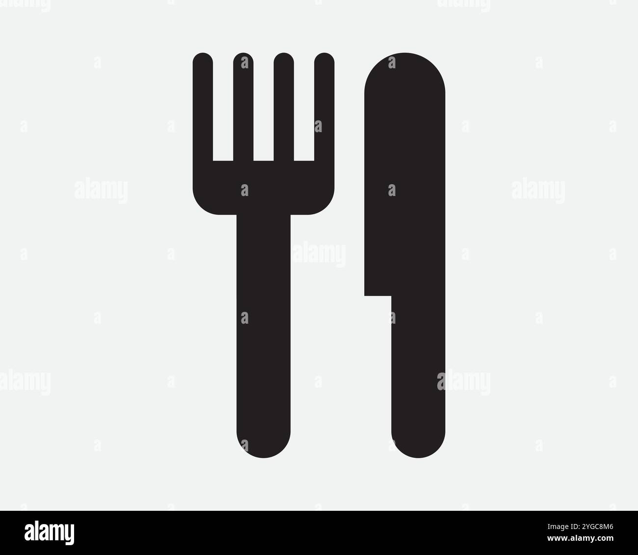 Fork Knife Kitchen Utensil Dinner Cutlery Food Restaurant Menu Cafe Canteen Breakfast Lunch Eat Dining Dine Sign Icon Shape Outline Black White Vector Stock Vector