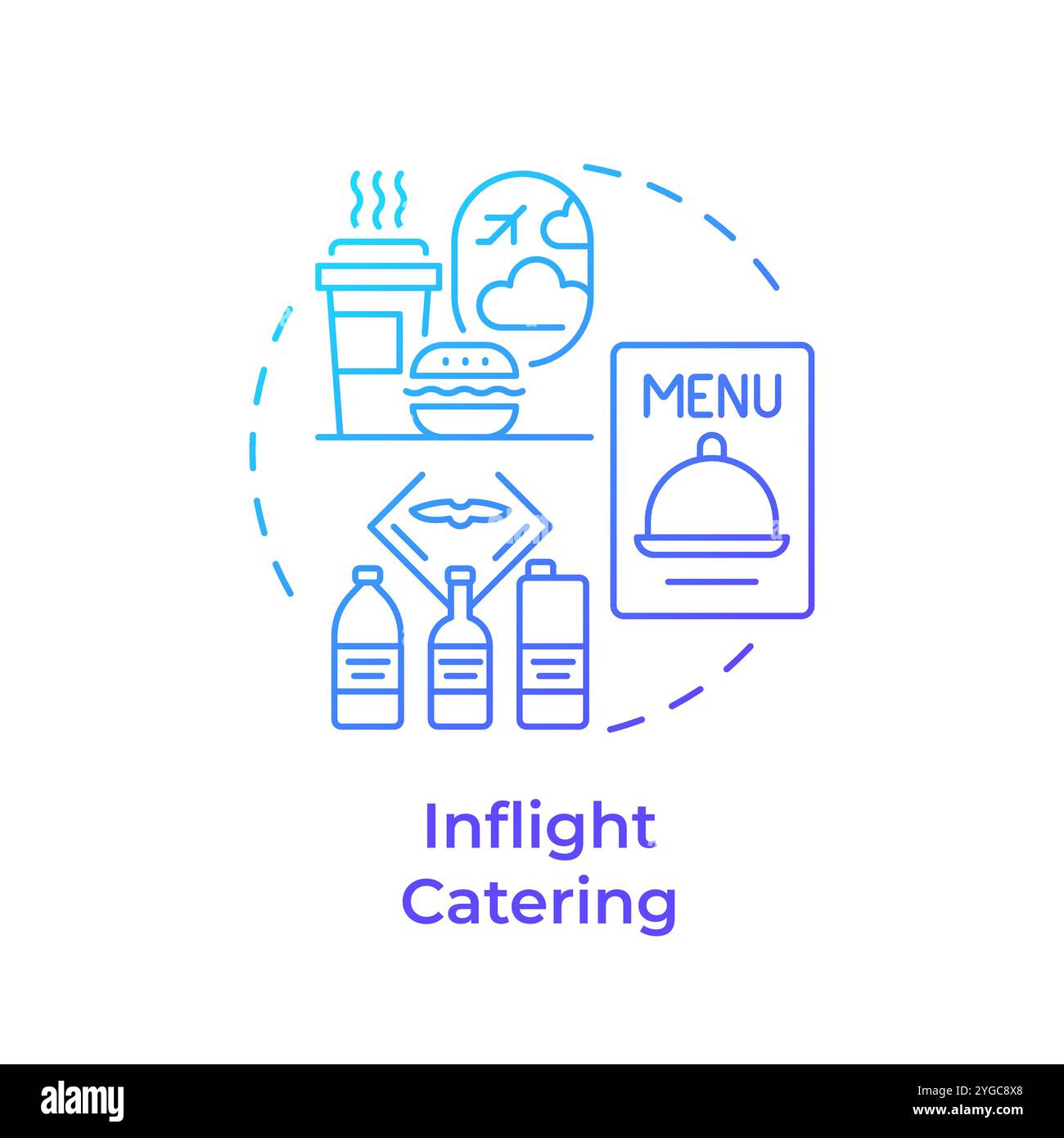Inflight catering blue gradient concept icon Stock Vector