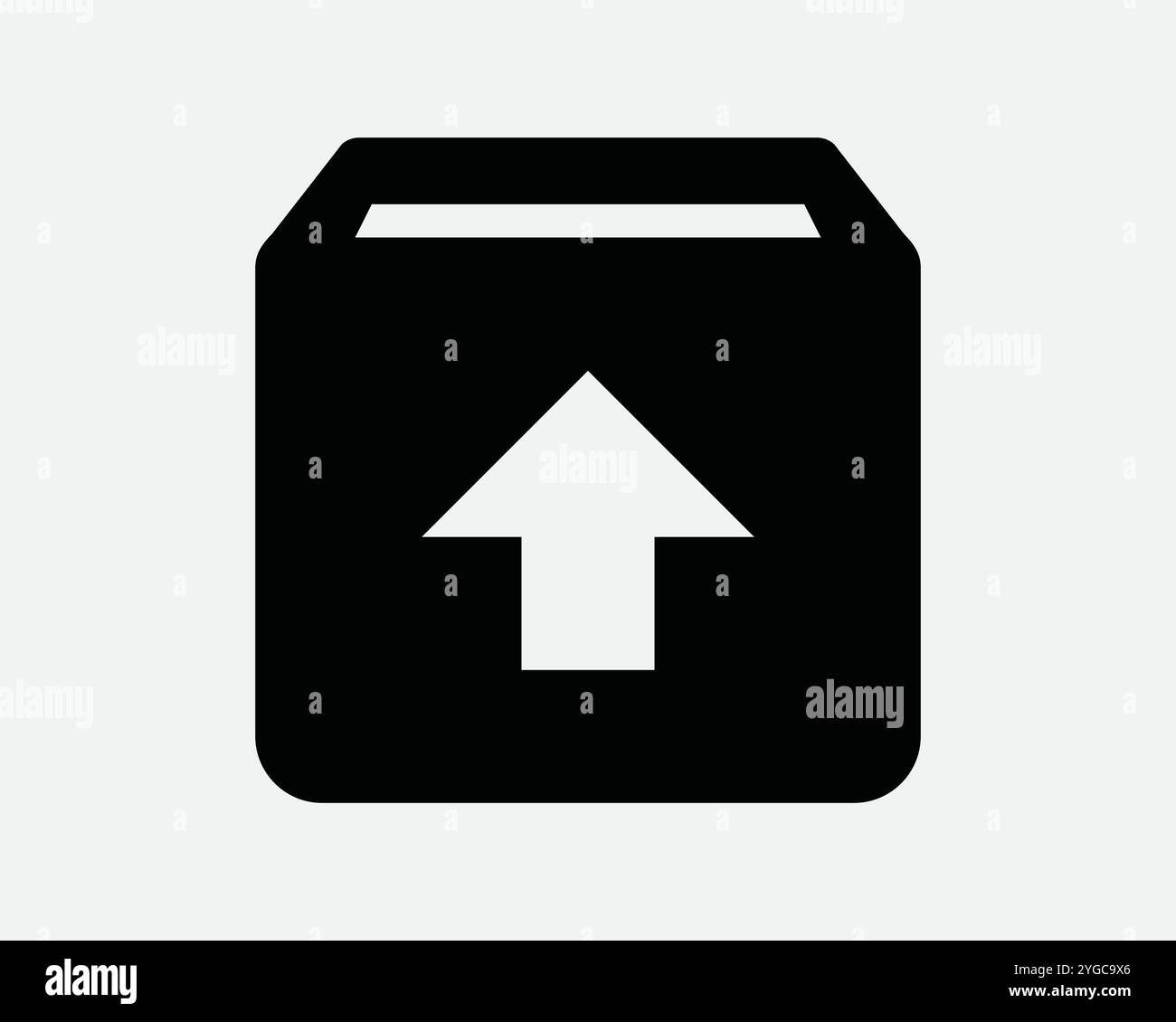 Upload Up Load Storage Box File Folder Organization Organize Store Archive Arrow Point Send Parcel Deliver SVG Sign Icon Shape Outline Black White Vec Stock Vector