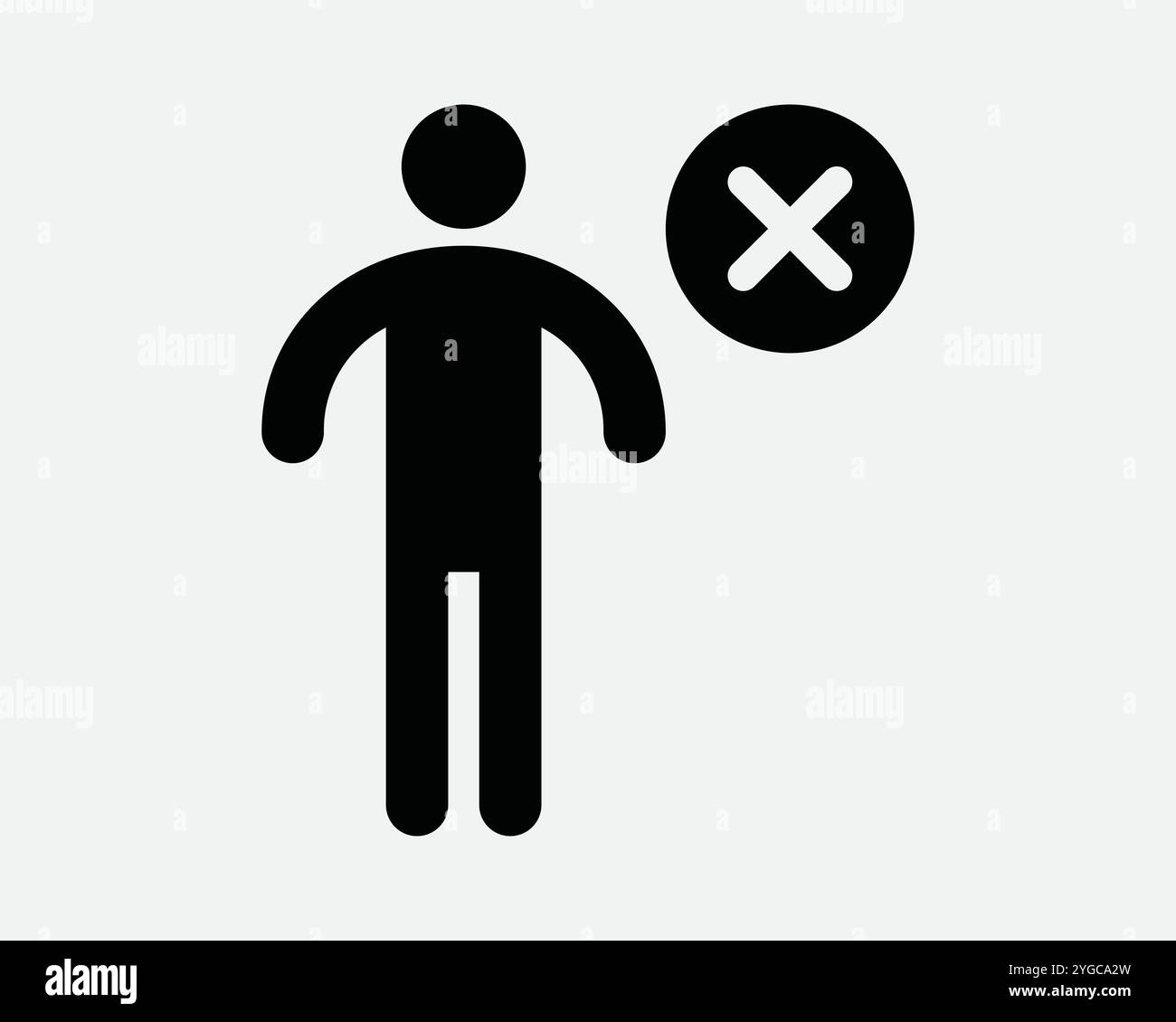 No Entry Employees Only Human Cannot Enter Prohibited Banned Denied Deny Ban Entrance X Cross Man Stickman Sign Icon SVG Shape Outline Black White Vec Stock Vector