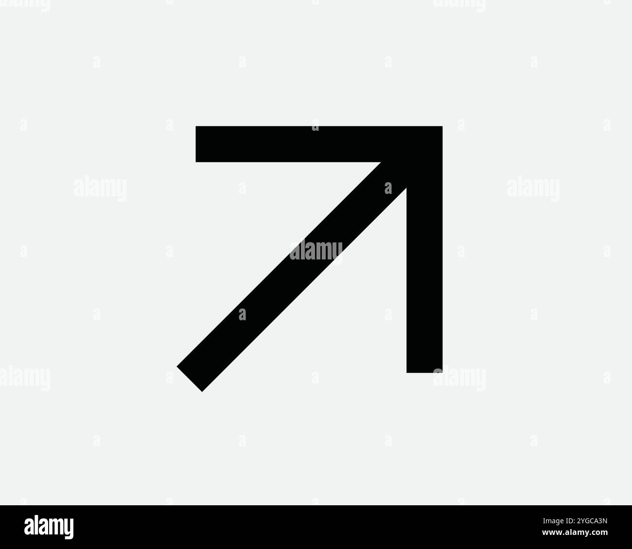 Northeast Pointing Direction Navigation Point Arrow Arrowhead Aim Location Upward Right Up Above Path SVG Sign Icon Shape Outline Black White Vector Stock Vector