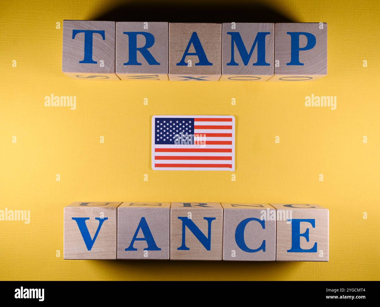 October 28, 2024, United States. Wooden cubes with the names of
