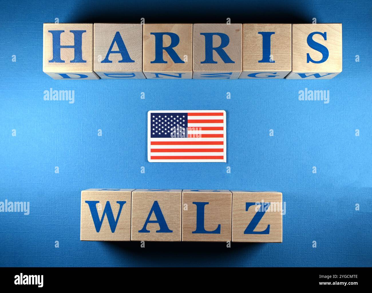 October 28, 2024, United States. Wooden cubes with the names of US
