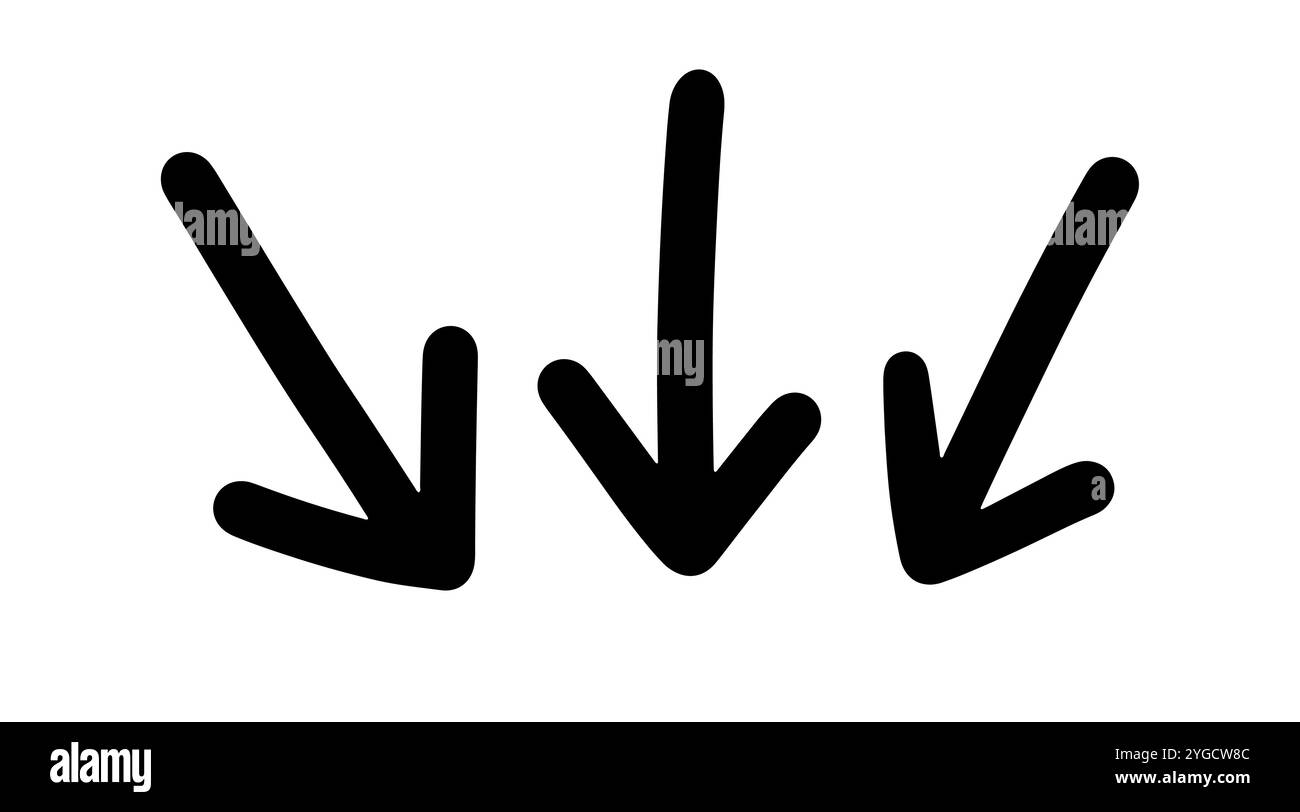 Scribble Three Arrows Sign Hand Drawn Vector Icon Stock Vector Image ...