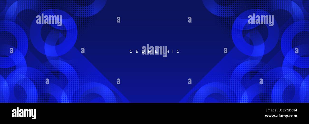 Abstract Blue Geometric Background with Circular Shapes and Halftone ...