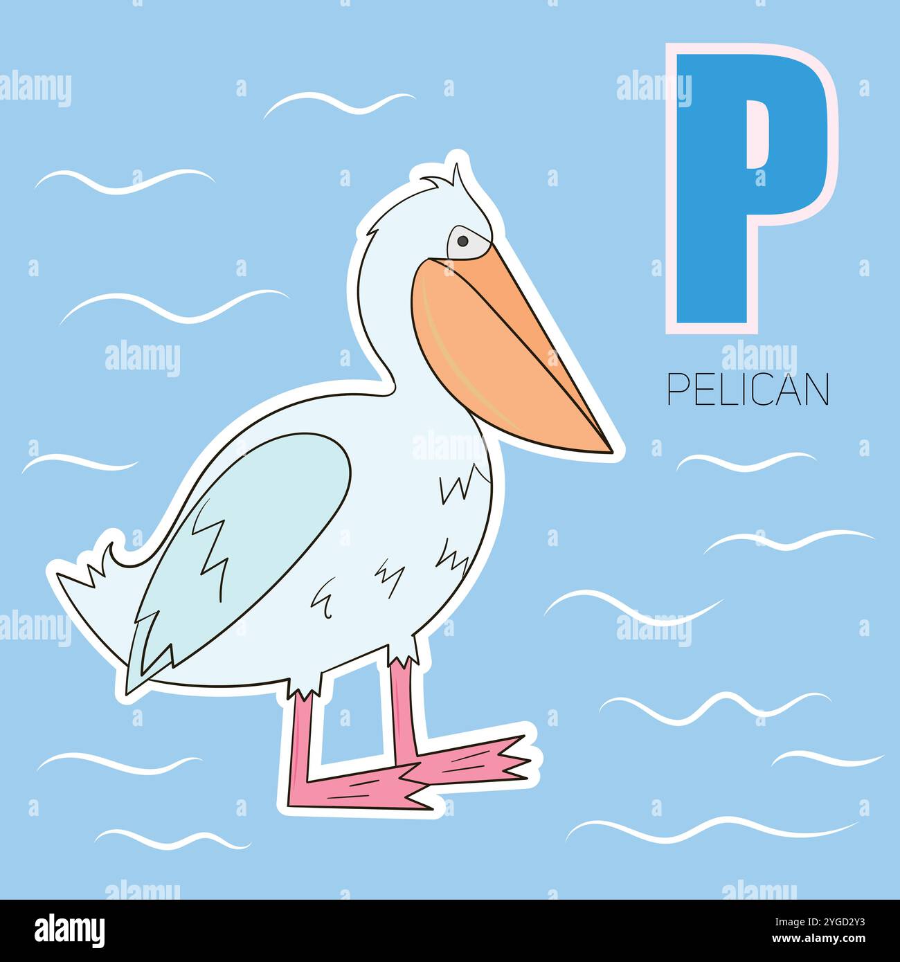 Alphabet letter P pelican children vector Stock Vector Image & Art - Alamy