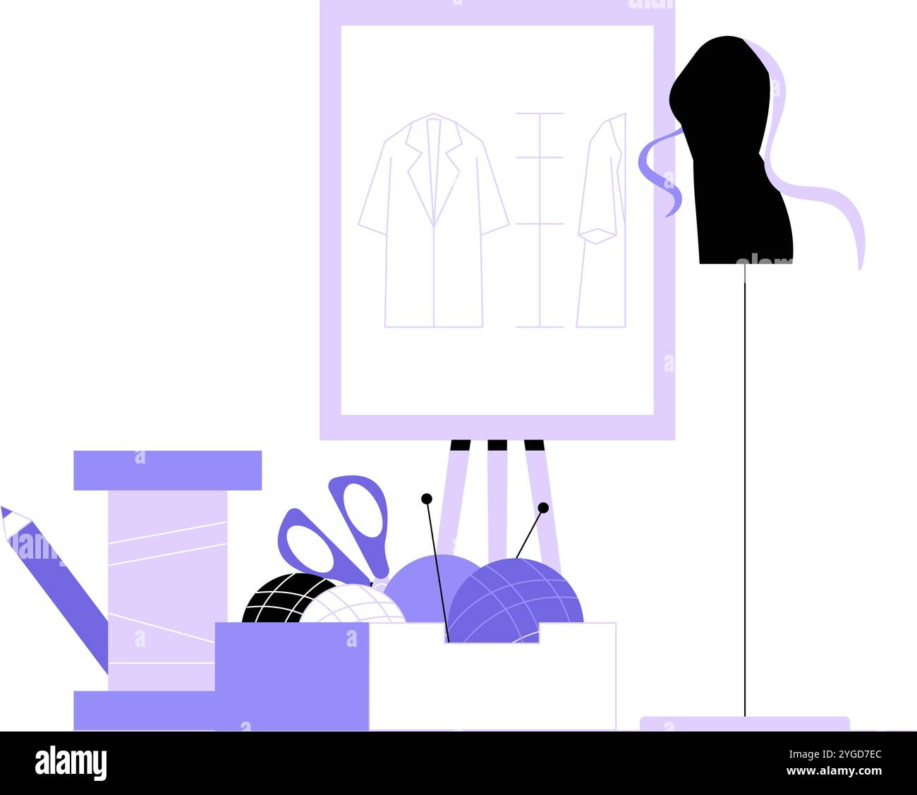 Tailoring process on sewing Stock Vector Images - Alamy