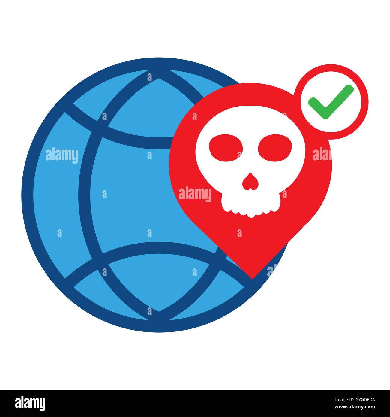 network globe with skull icon isolated on white background Stock Vector