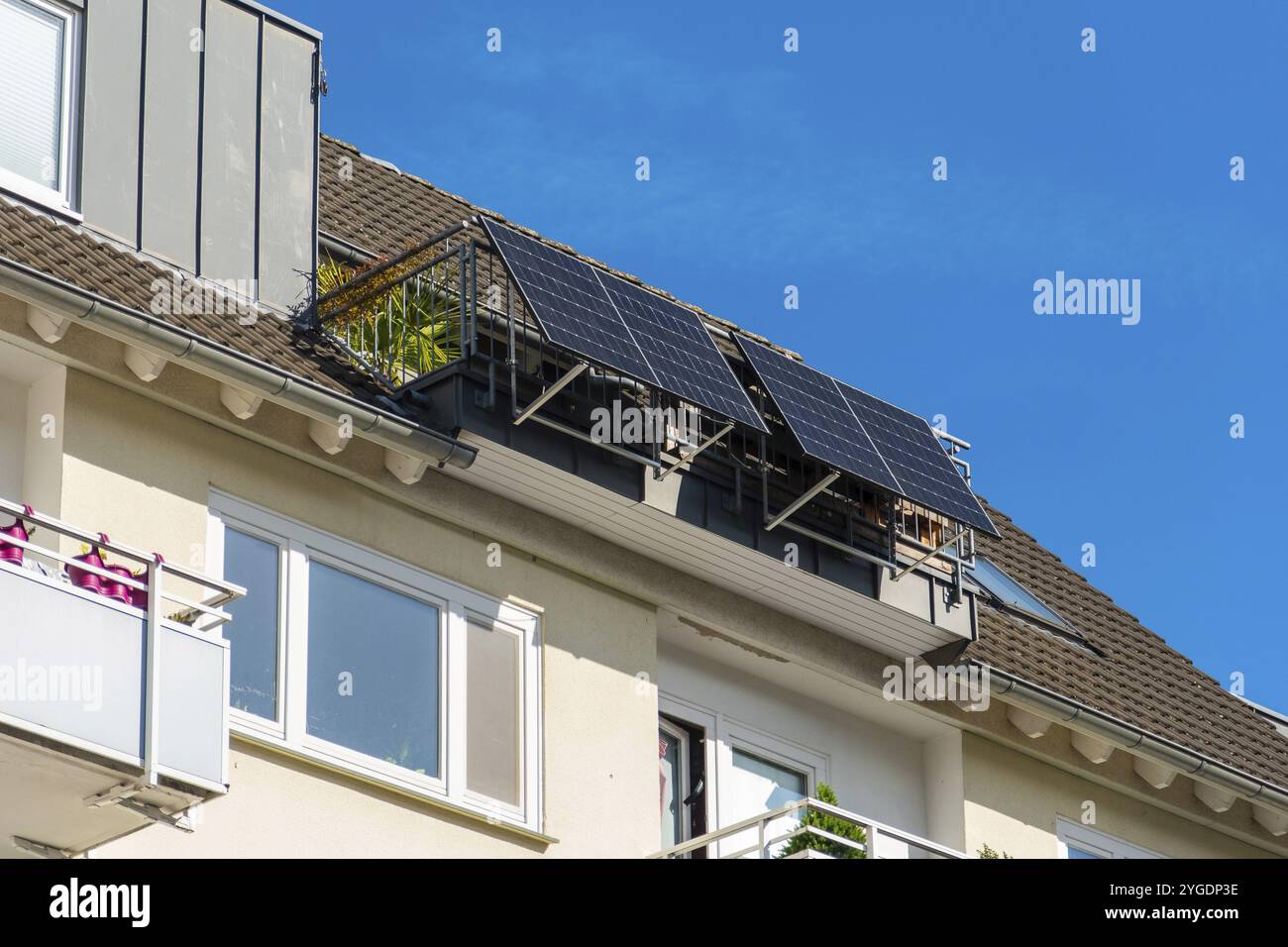 Balcony power station on a balcony of an attic flat in Duesseldorf ...