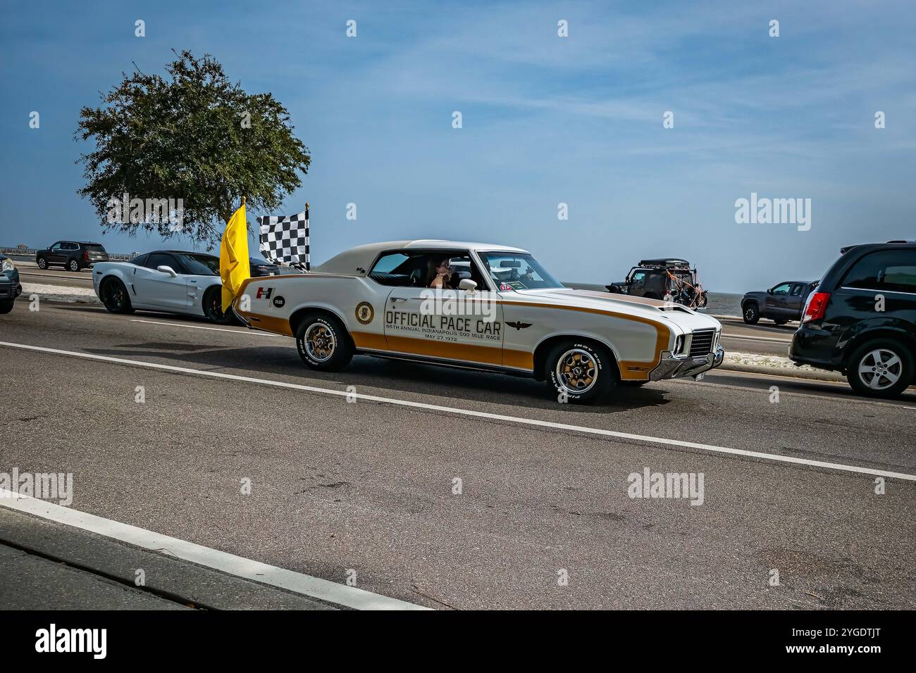 Gulfport, MS - October 04, 2023: Wide angle front corner view of a 1972 ...