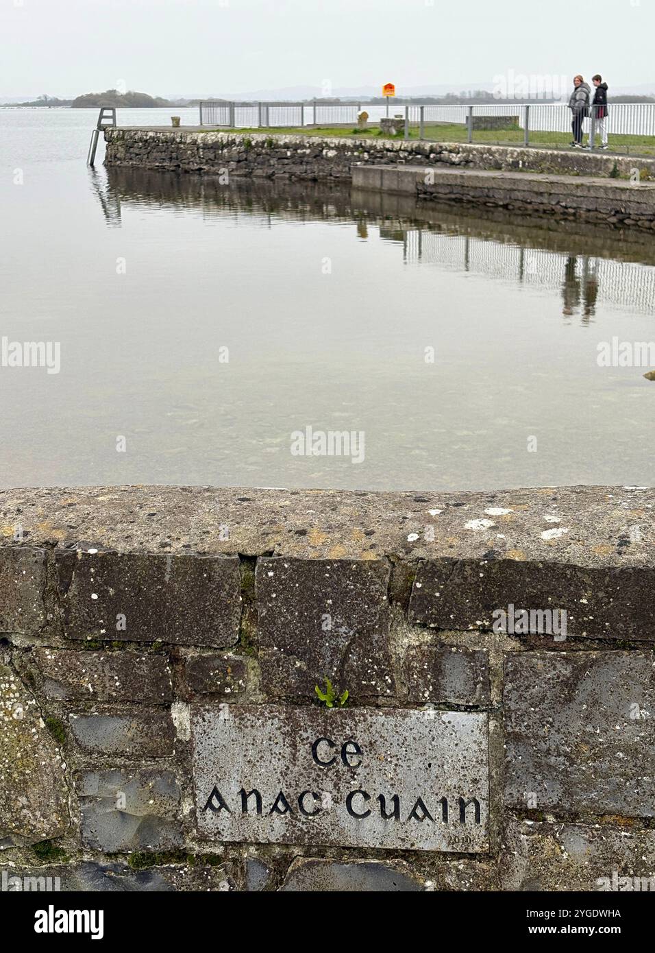 The harbour at Anac Cuain - 4 September 1828: The Annaghdown/Anach Cuain Boat Tragedy. Eleven men and eight women were drowned on the  Corrib lake - Smartphone Captured Stock Image