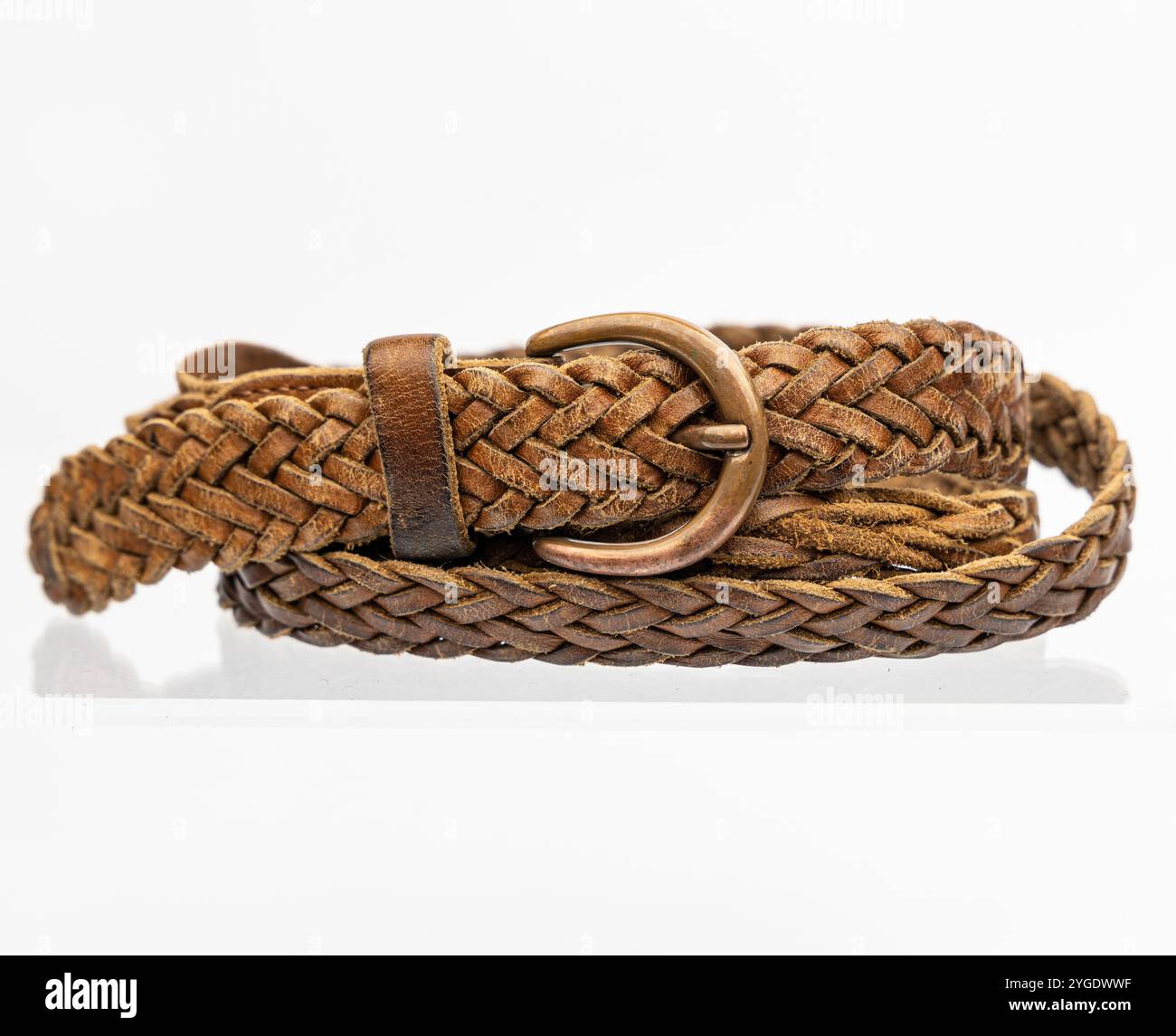 Chris Dior Braided Rope and Leather Belt in Brown and Natural with Gold Buckle 70s Raffia and Leather Belt | 80s Hippie Boho Raffia Leather  main image 2