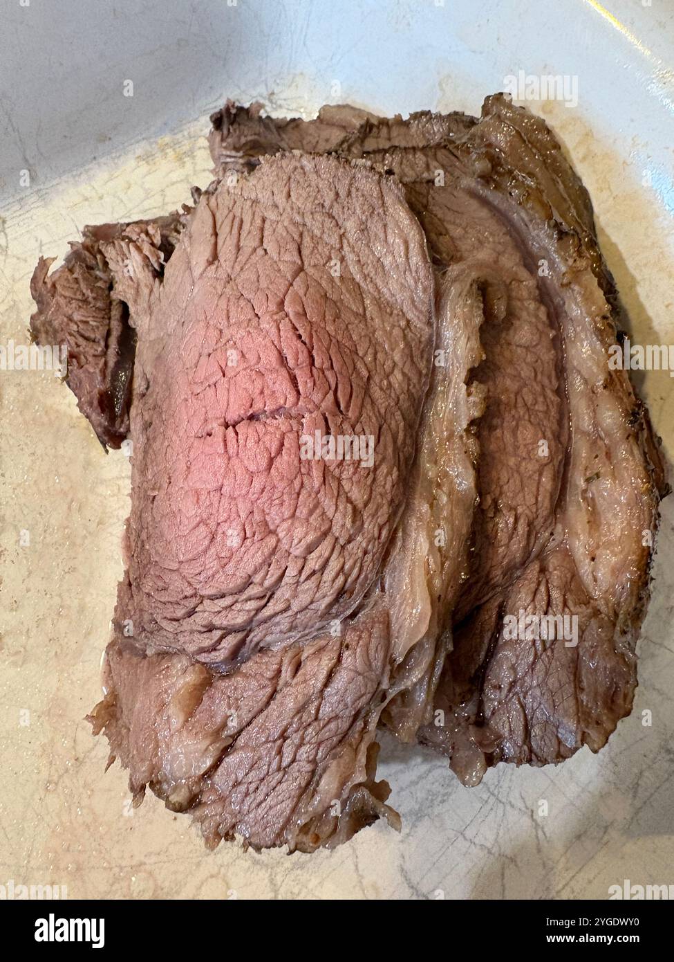Slices of roast beef, done to perfection - Smartphone Captured Stock Image