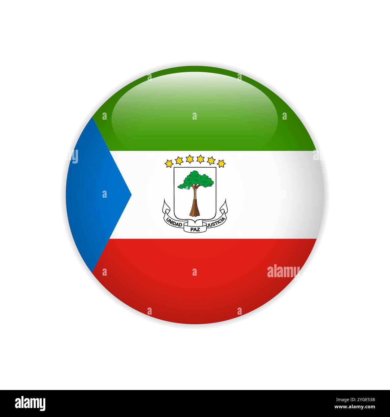 Equatorial Guinea flag on button Stock Vector