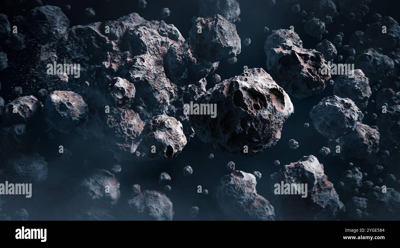 Asteroids in Space,3D illustration Stock Photo - Alamy