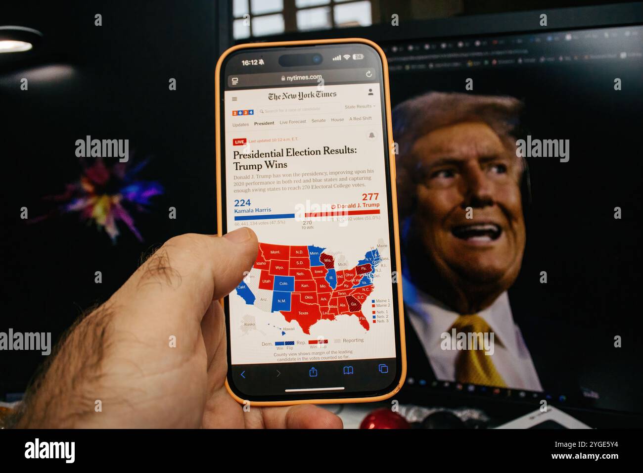 Paris, France Nov 6, 2025 A smartphone displays the New York Times