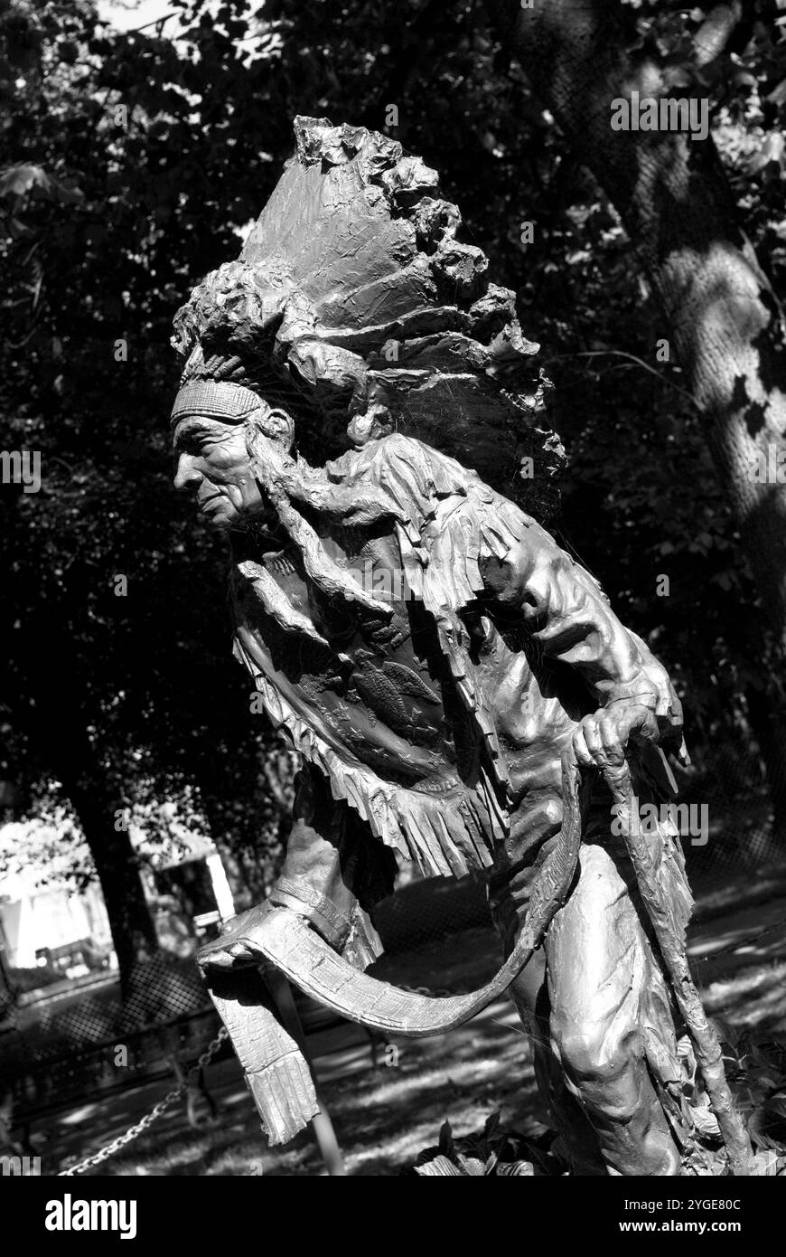 Statue of Chief Clinton Rickard at Niagara Falls State Park in New York, USA. Stock Photo