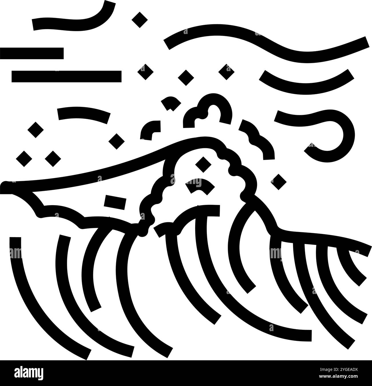 high waves hurricane disaster line icon vector illustration Stock ...