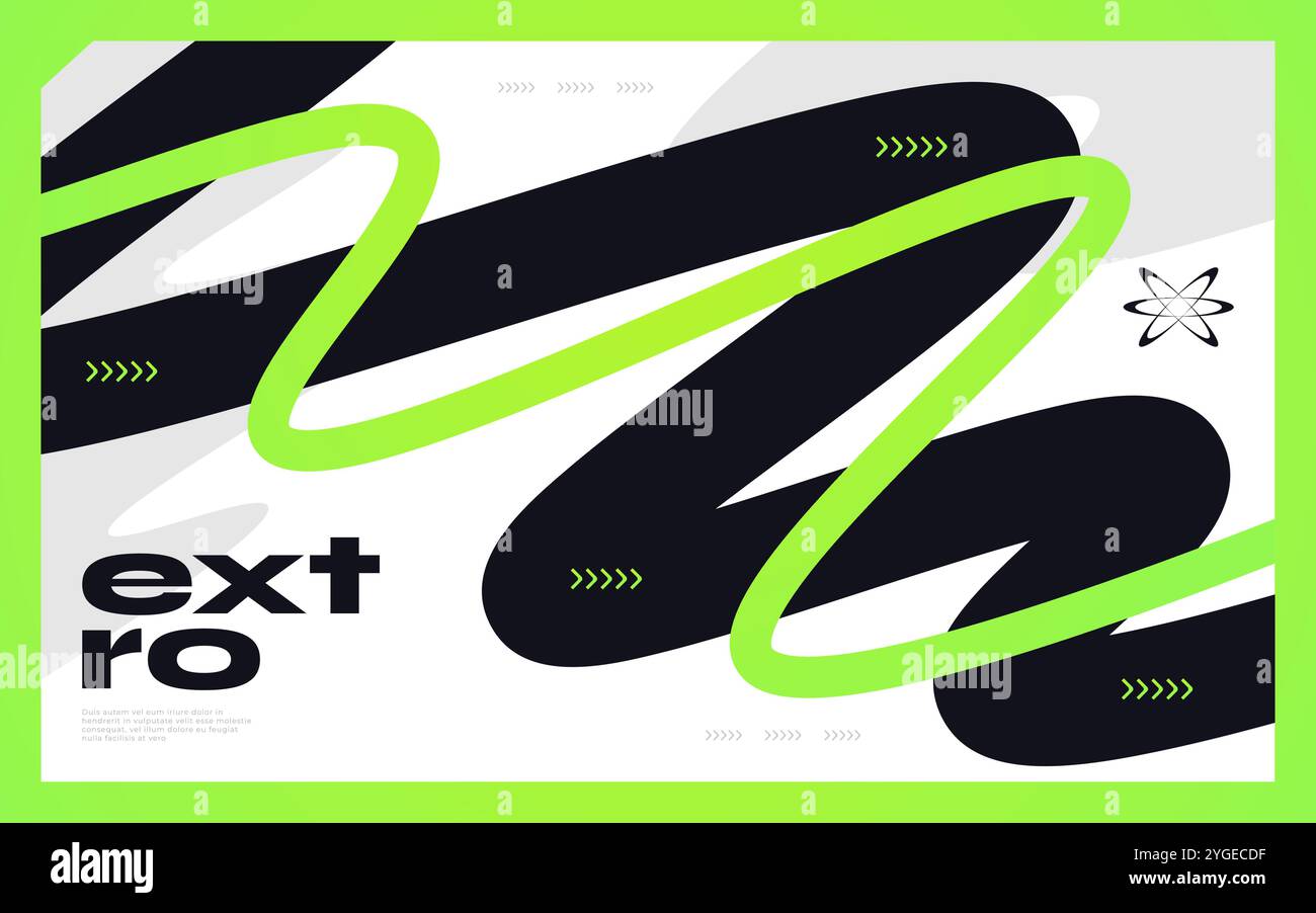 Abstract Modern Vibrant Background with Wavy Shapes in Black and Green ...