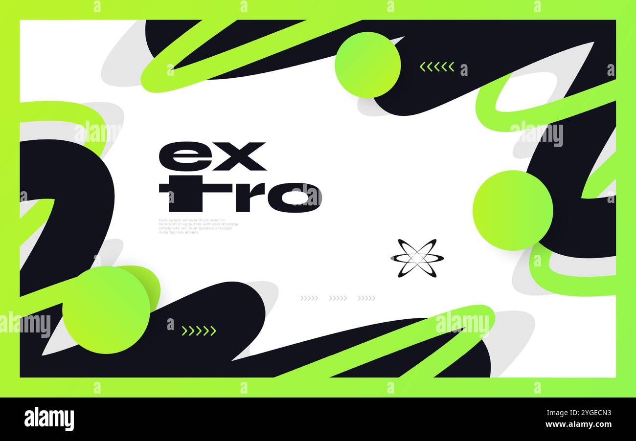 Abstract Modern Vibrant Background with Wavy Shapes in Black and Green ...