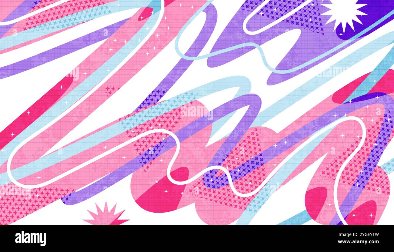 Abstract Colorful Background with Wave Shapes in Pop Art Style Stock Vector