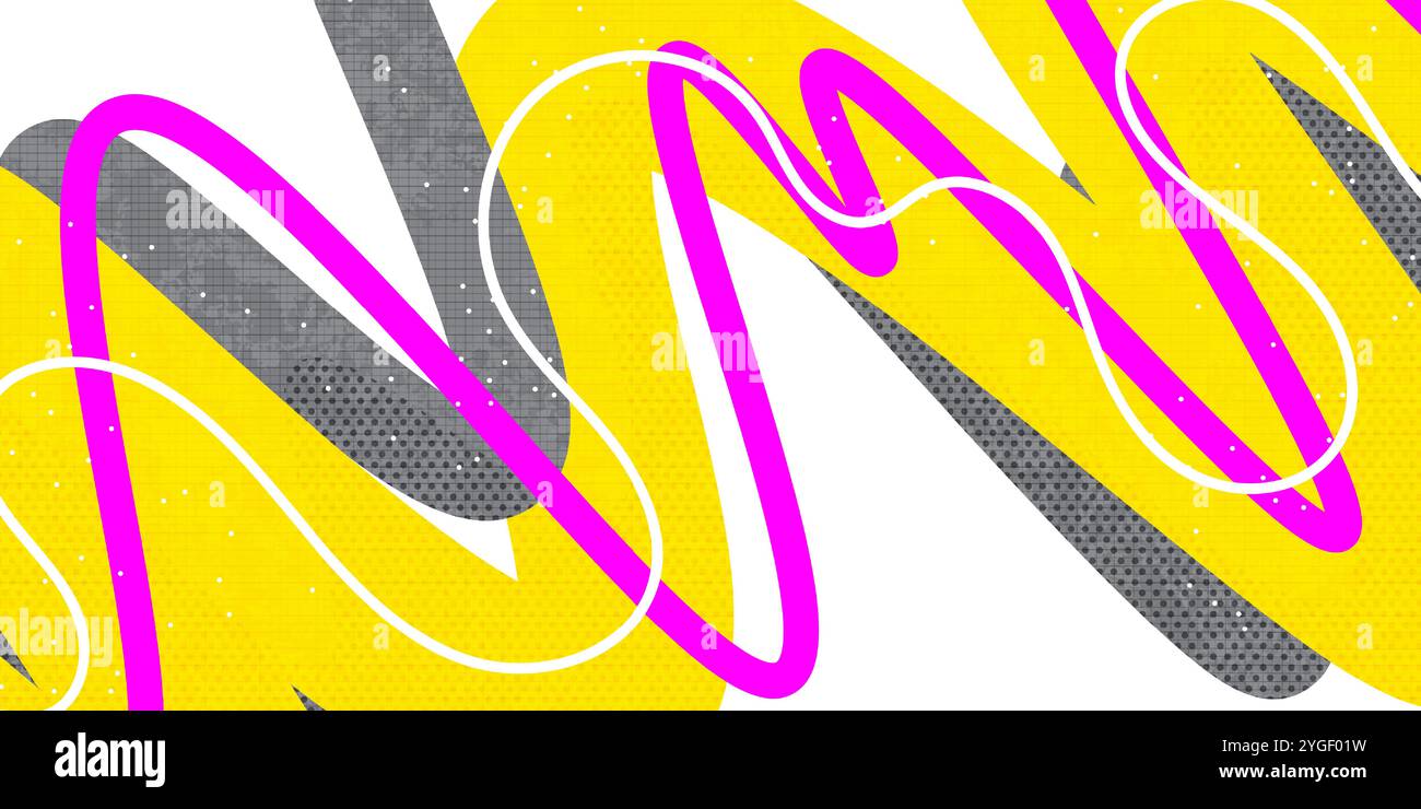 Abstract Background with Colorful Wavy Thick Lines and Texture Effect ...