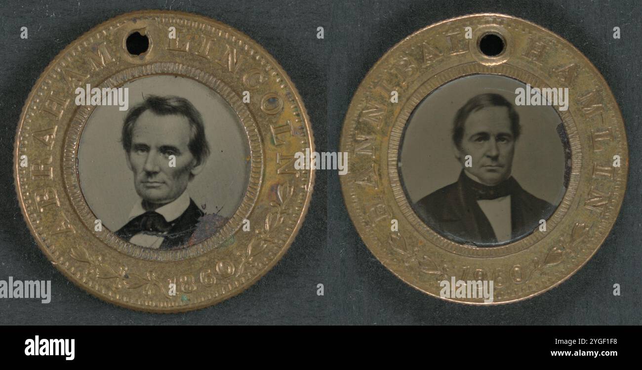 Abraham Lincoln-Hannibal Hamlin campaign button for 1860 presidential election Stock Photo
