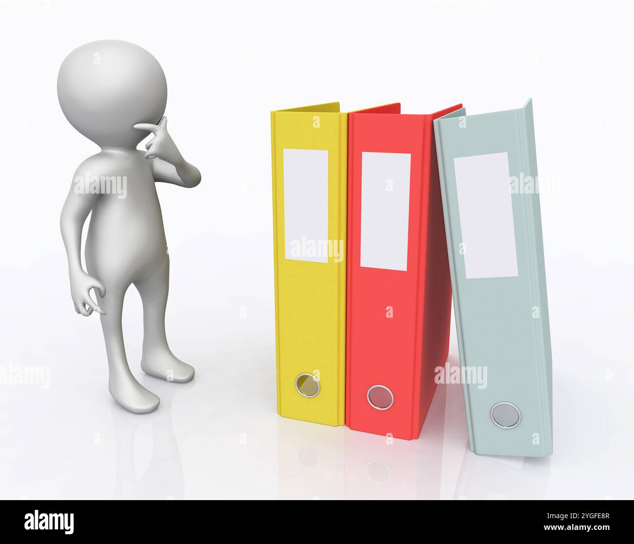 3D figure with ring binders Stock Photo