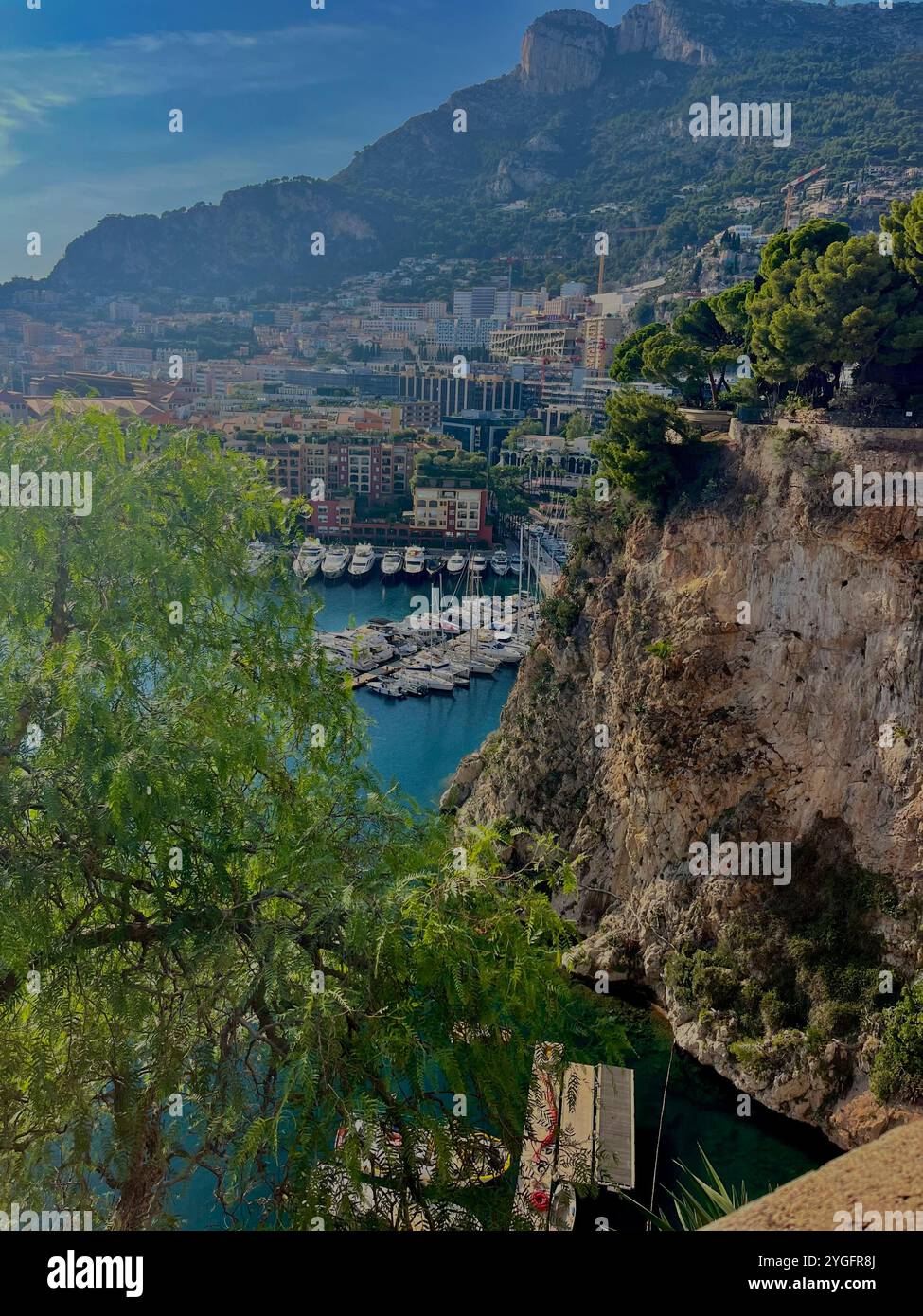 View of the Monaco coast from the top of the cliffs - Smartphone Captured Stock Image