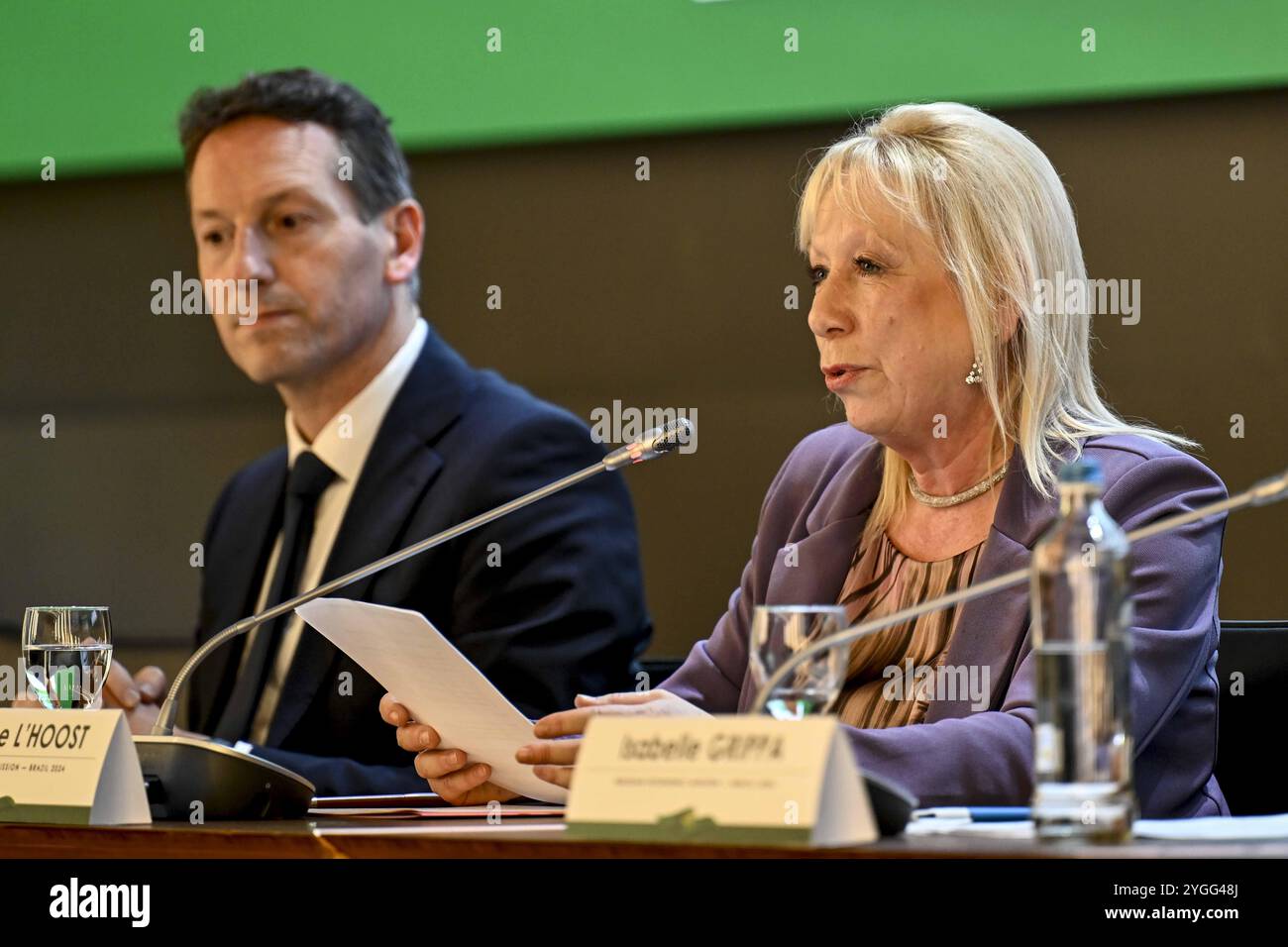 Brussels, Belgium. 07th Nov, 2024. Fabienne L'Hoost, Director General at Belgian Foreign Trade Agency pictured during a press briefing on the Belgian economic mission to Brazil, in Brussels, Thursday 07 November 2024. BELGA PHOTO DIRK WAEM Credit: Belga News Agency/Alamy Live News Stock Photo