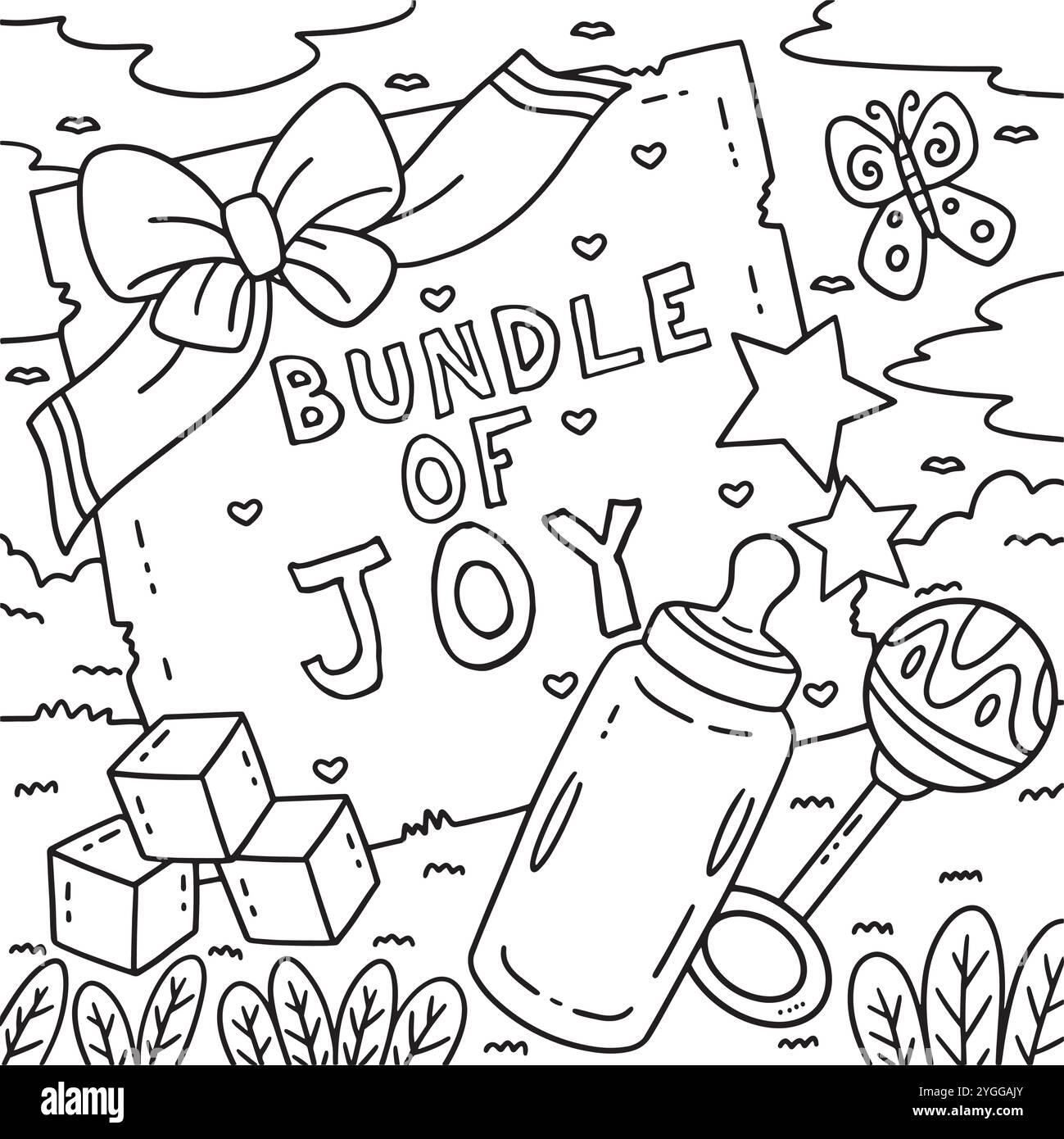 baby-shower-bundle-of-joy-coloring-page-for-kids-stock-vector-image