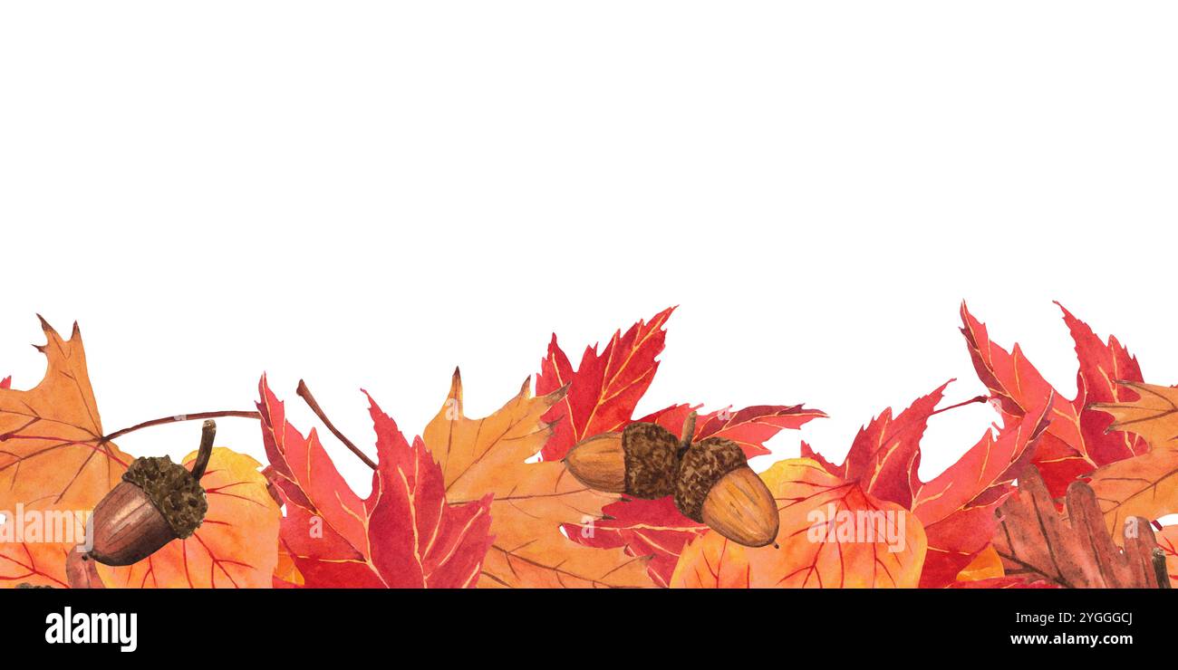 Frames fall pattern with hand-drawing watercolor illustration Stock ...