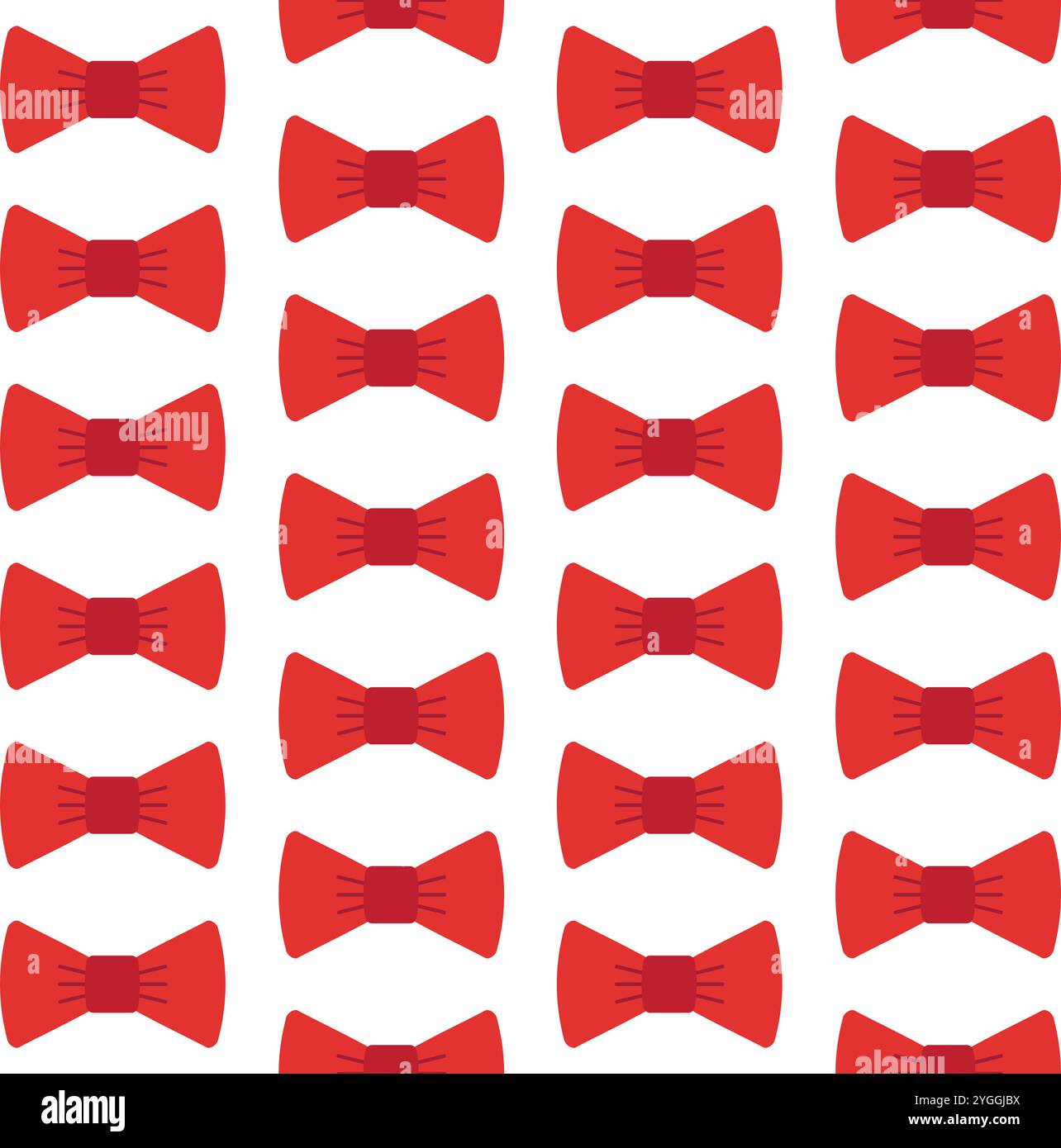 Vector seamless pattern of flat red colored bowtie isolated on white background Stock Vector