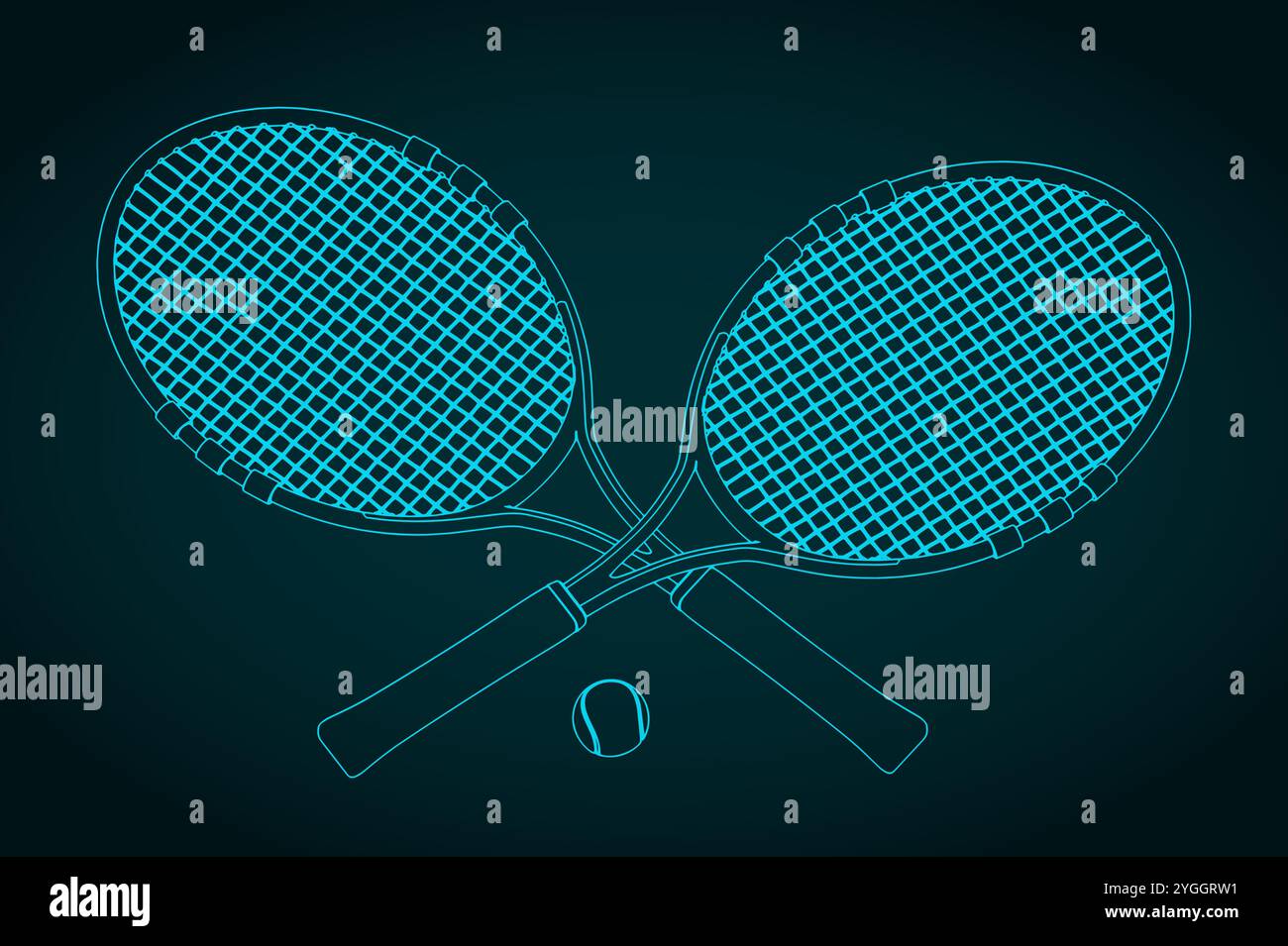 Stylized vector illustration of tennis rackets and ball Stock Vector ...
