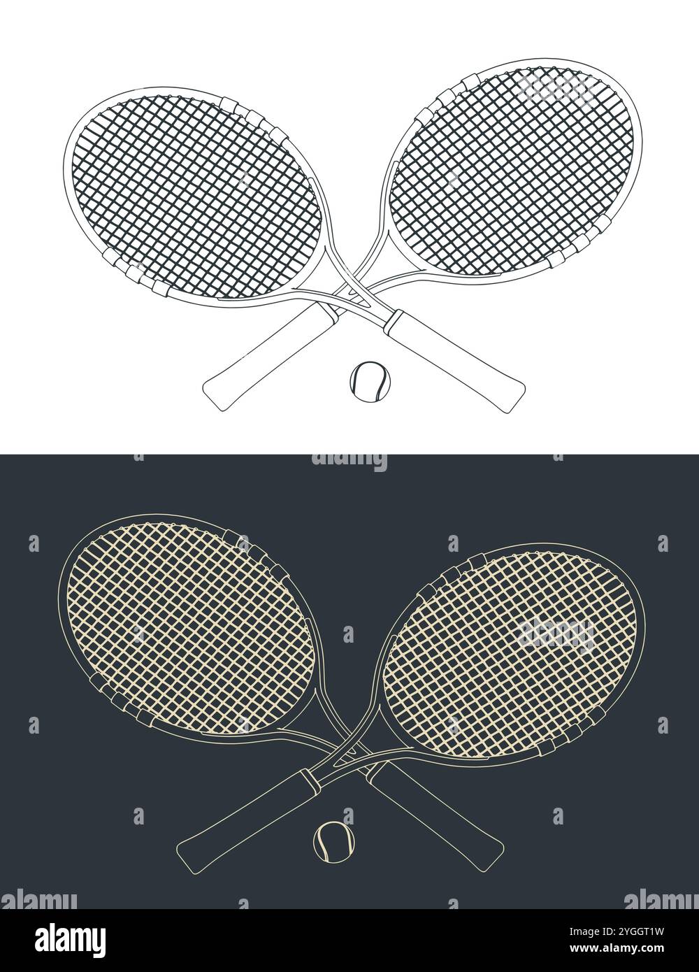 Stylized vector illustrations of tennis rackets and ball Stock Vector ...