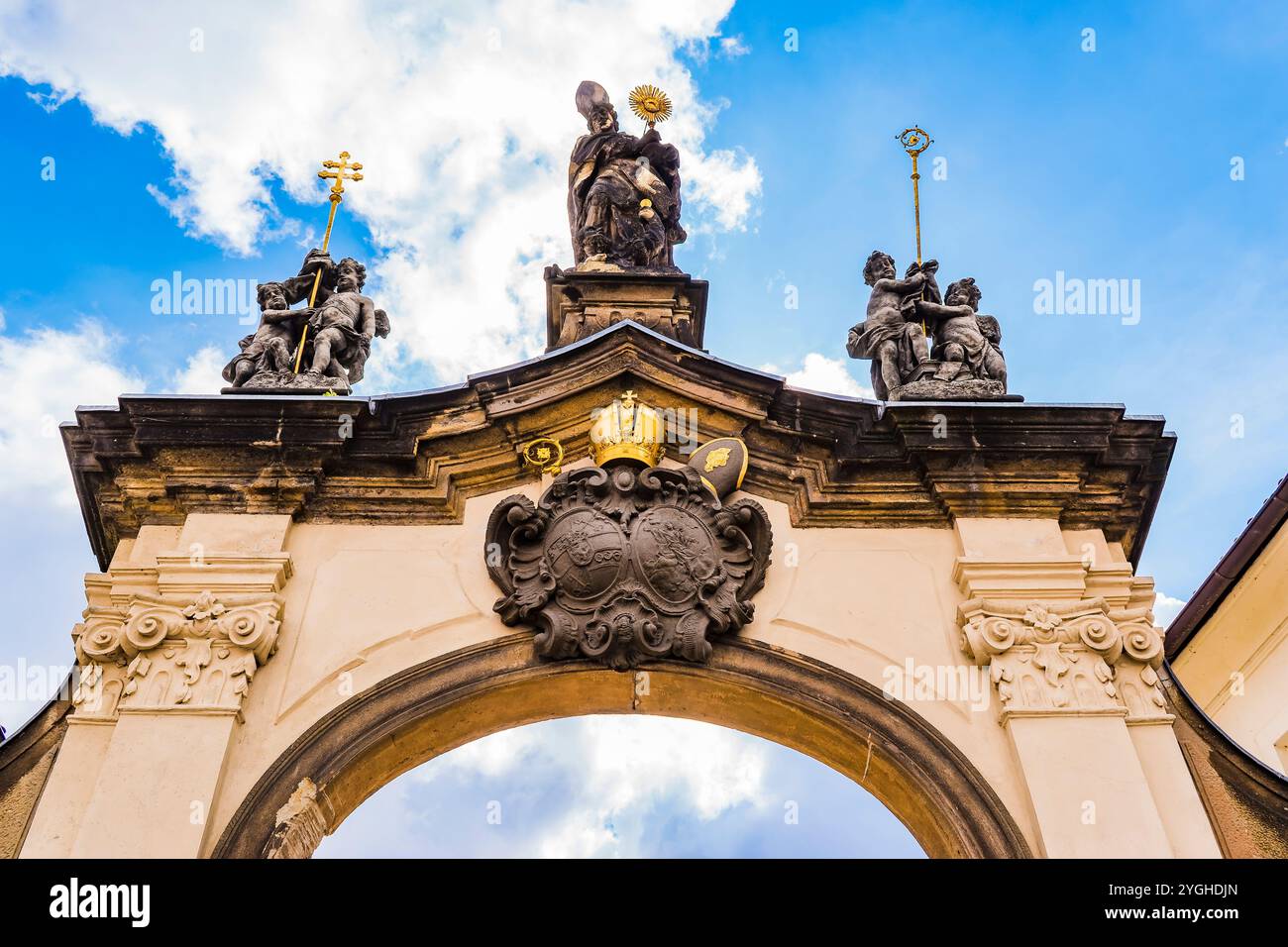 Entrance arch to Strahov Monastery complex. Strahovský klášter - Strahov Monastery. Strahov, Prague, Czech Republic, Europe Stock Photo