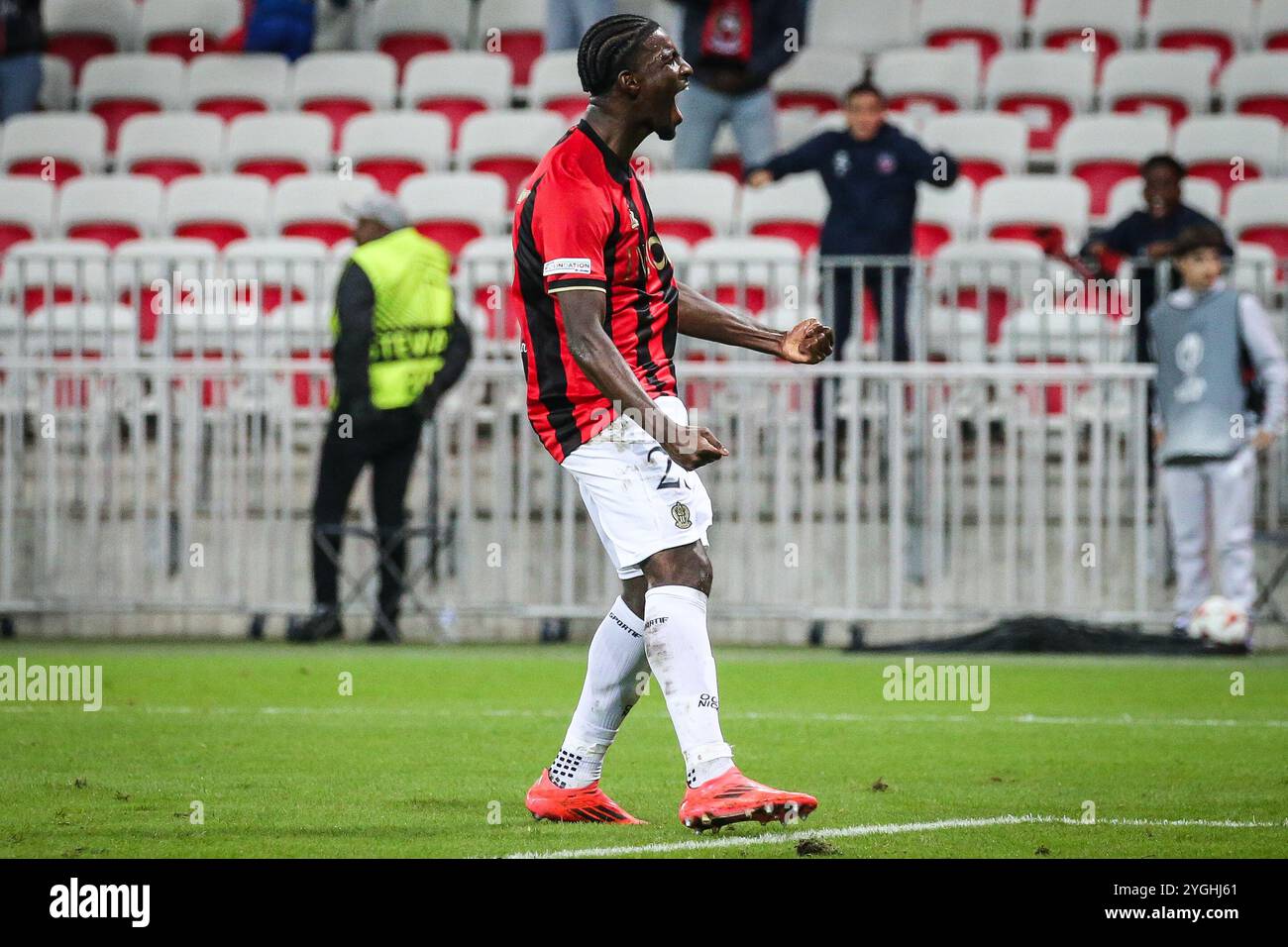 Nice, France. 07th Nov, 2024. Mohamed-Ali CHO of Nice celebrates his ...