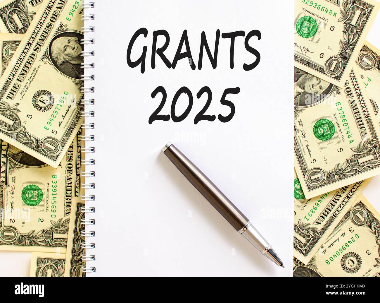 Planning grants 2025 new year symbol. Concept words Grants 2025 on beautiful white note