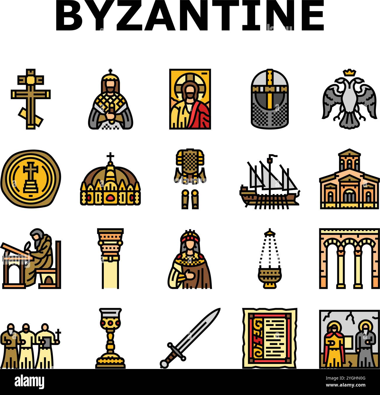 byzantium empire justinian icons set vector Stock Vector Image & Art ...