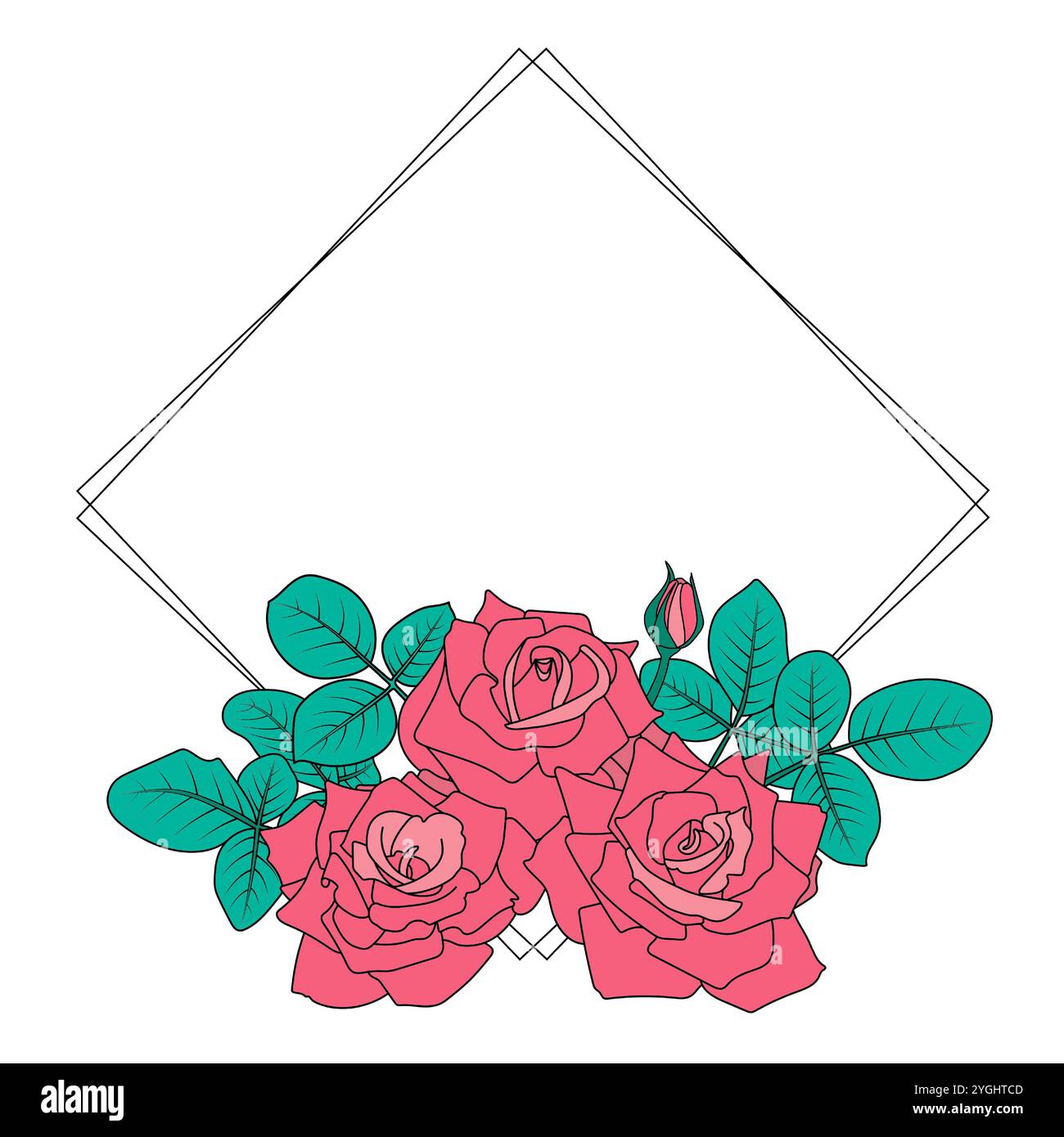 Decorative frame roses leaves Stock Vector Images - Alamy