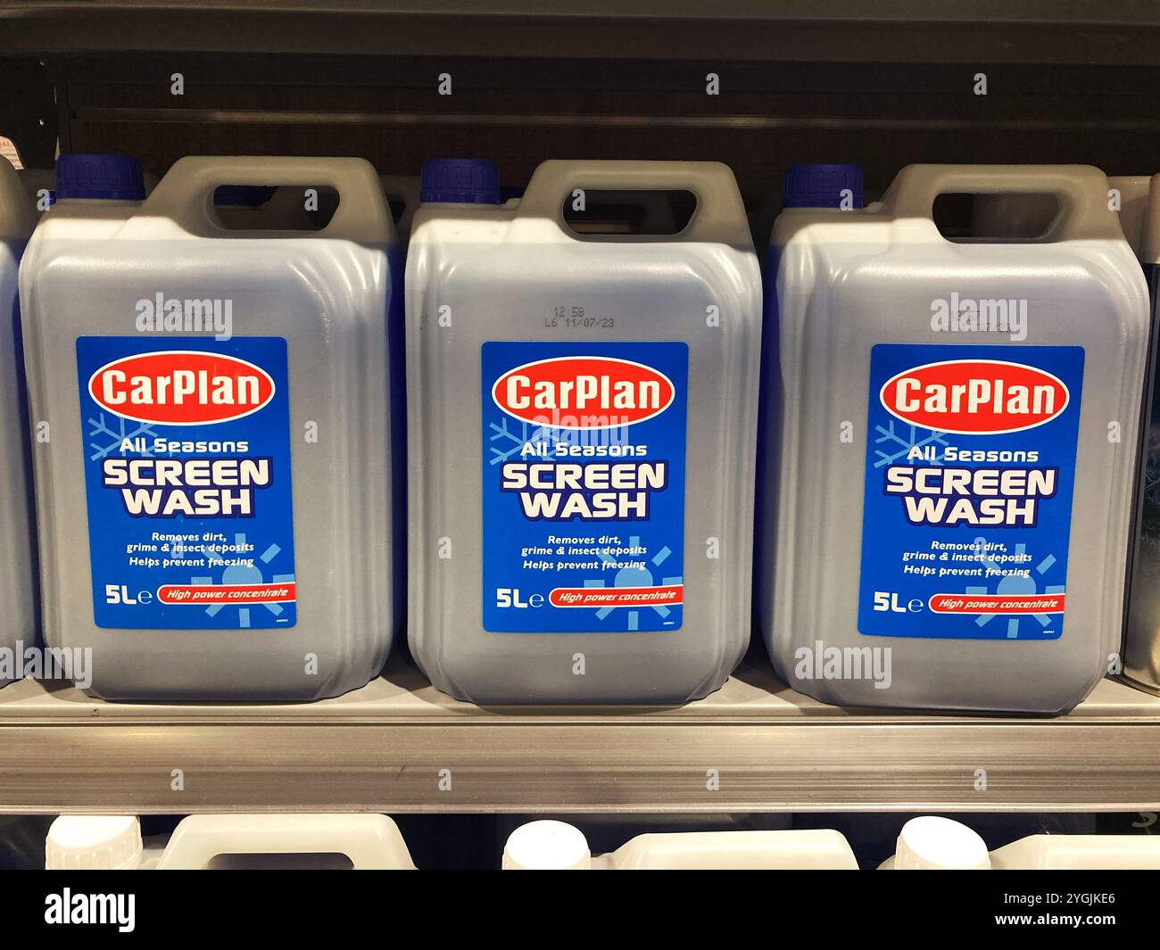 Tubs of Car Screenwash for sale at the local DIY store Stock Photo