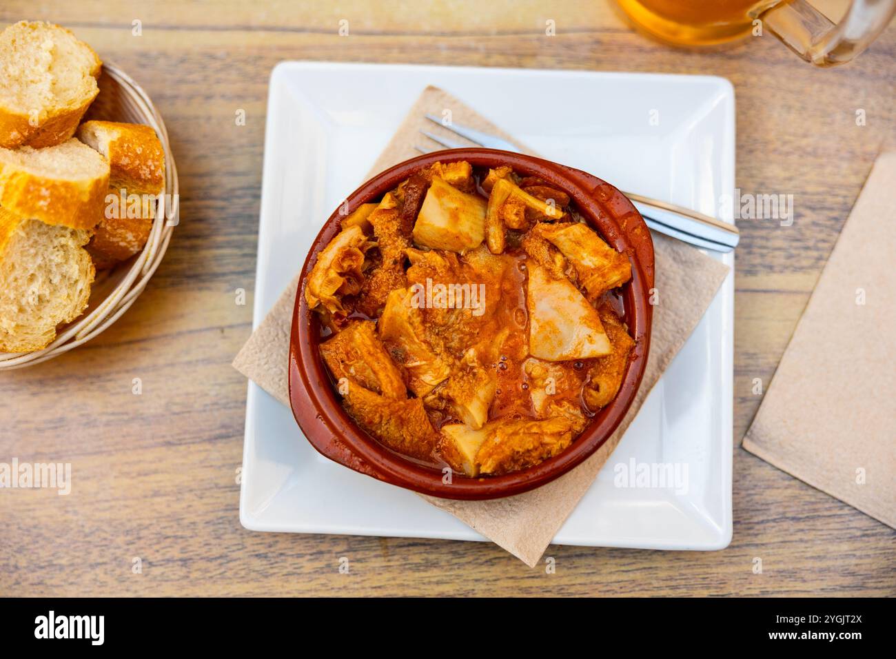Cod Tripe Stew Portion of stewed tripe is cooked in plate - stomach of cattle Stock ...