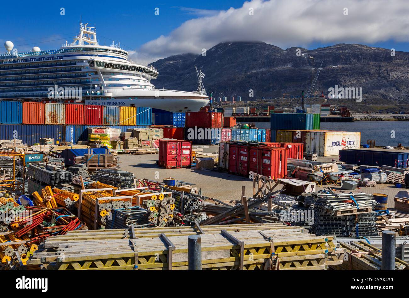 Container Port, Nuuk, Sermersooq Municipality, Greenland, Kingdom of Denmark Stock Photo