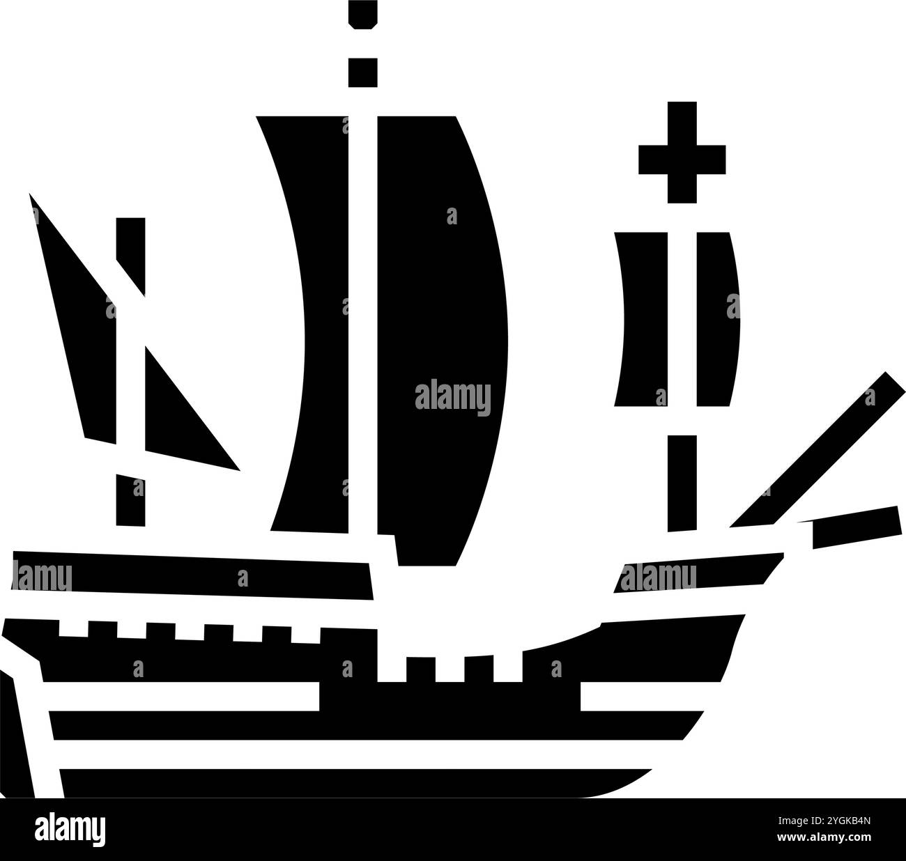 carrack ancient ship glyph icon vector illustration Stock Vector Image ...