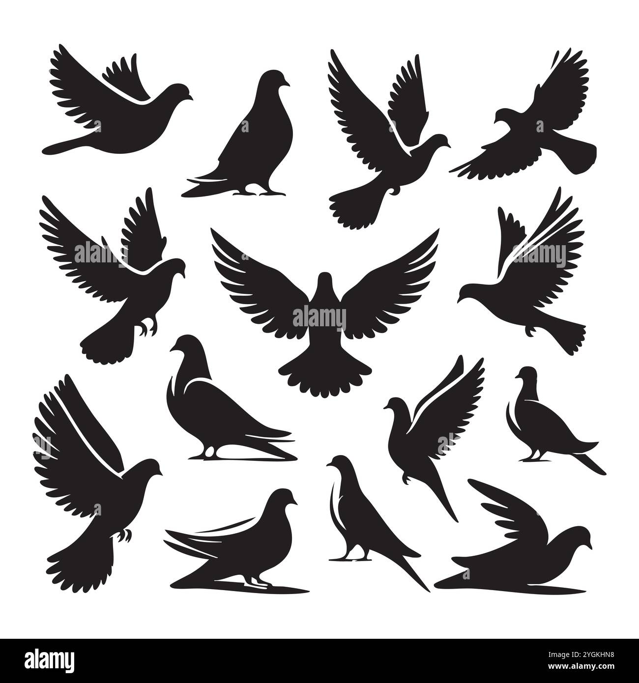 Silhouette set of dove Stock Vector Image & Art - Alamy