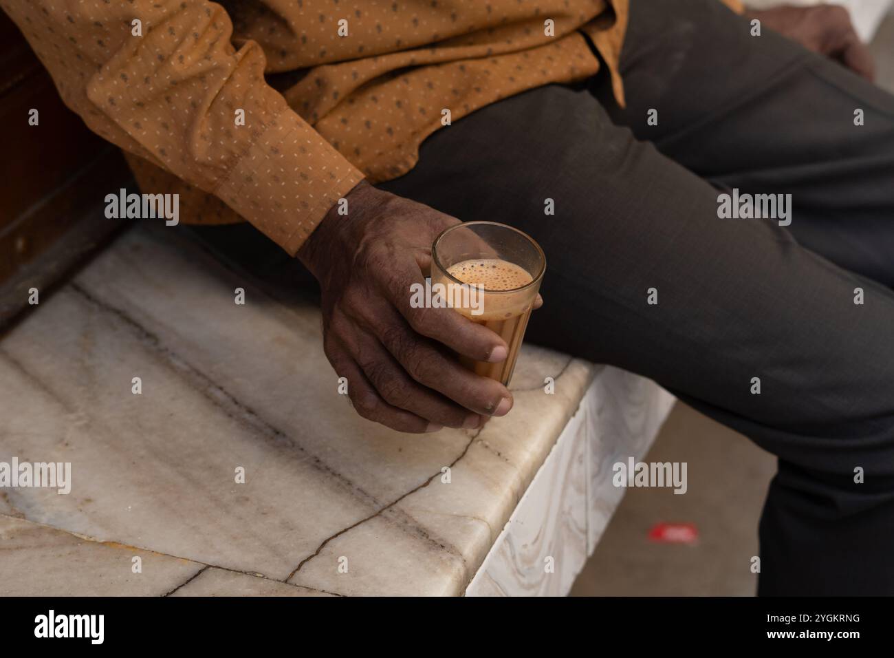 Man Reading newspaper Stock Photo